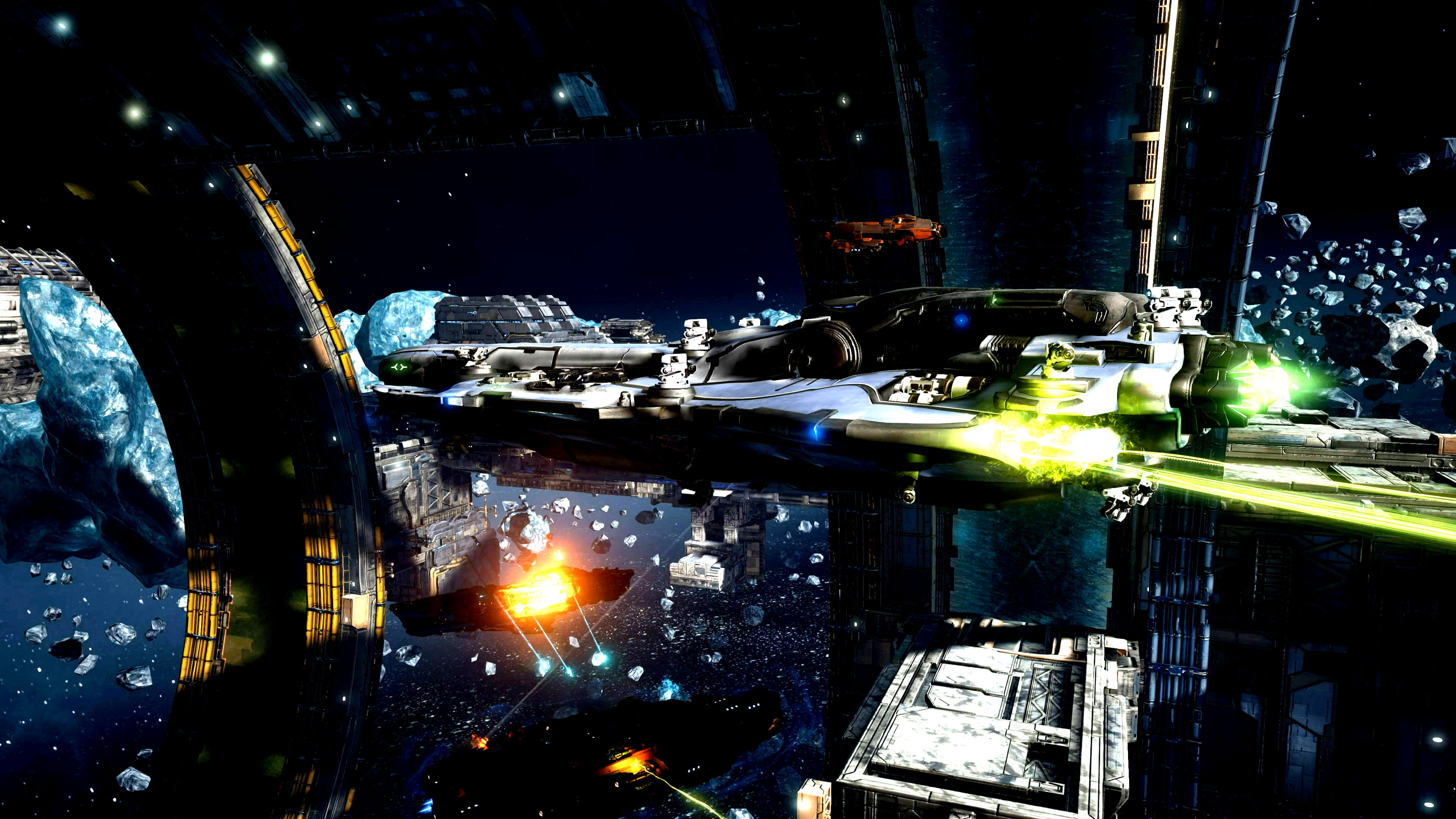 futuristic, fighting, ship, dreadnaught, sci-fi, strategy, battleship, warship, flight, 4K, simulator, action, tactical, spaceship, combat, HD Wallpaper