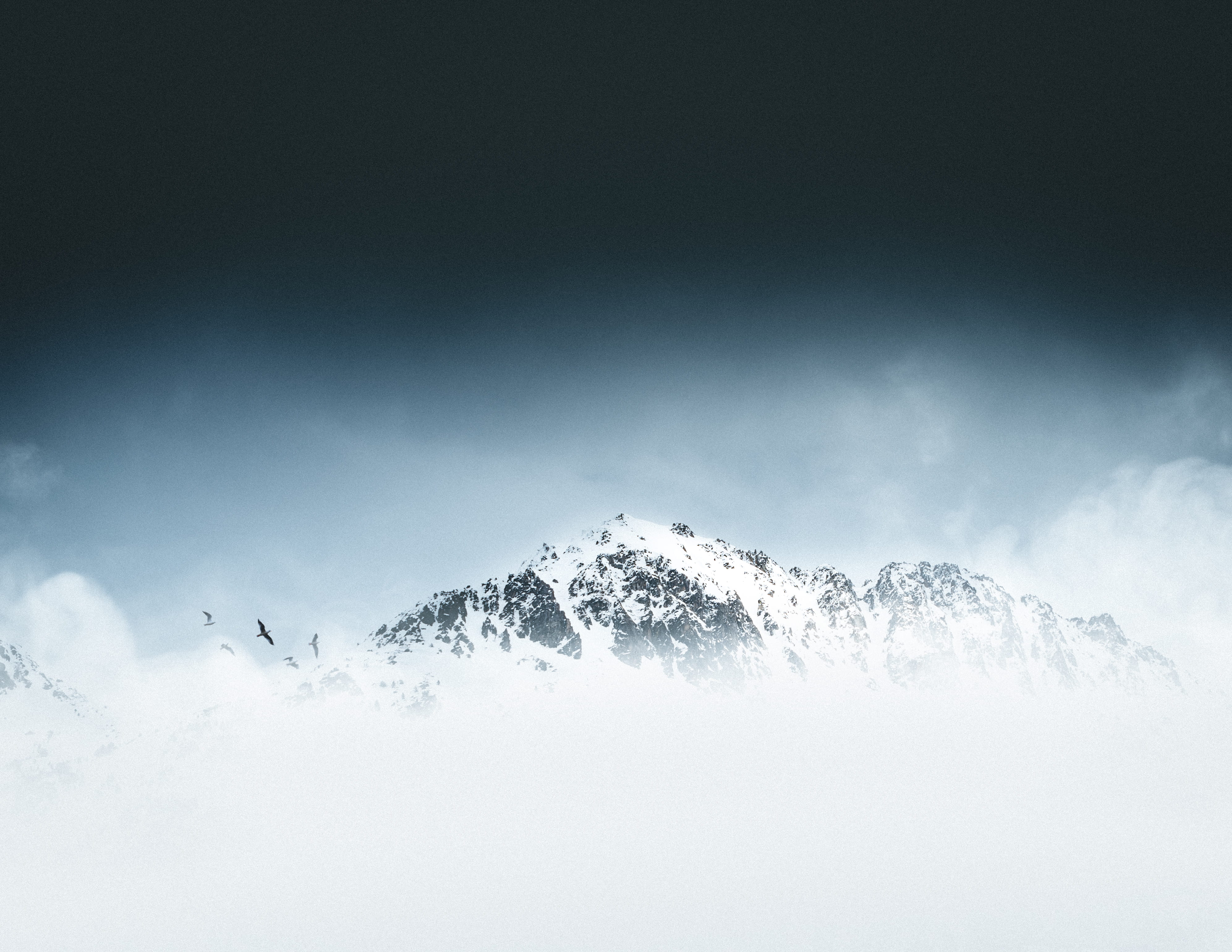 sky, white color, explore, cold temperature, folk, land, outdoors, icy, photography, hill, mountain peak, 4K, nature, summit, outdoor, blue, fog, wanderlust, HD Wallpaper