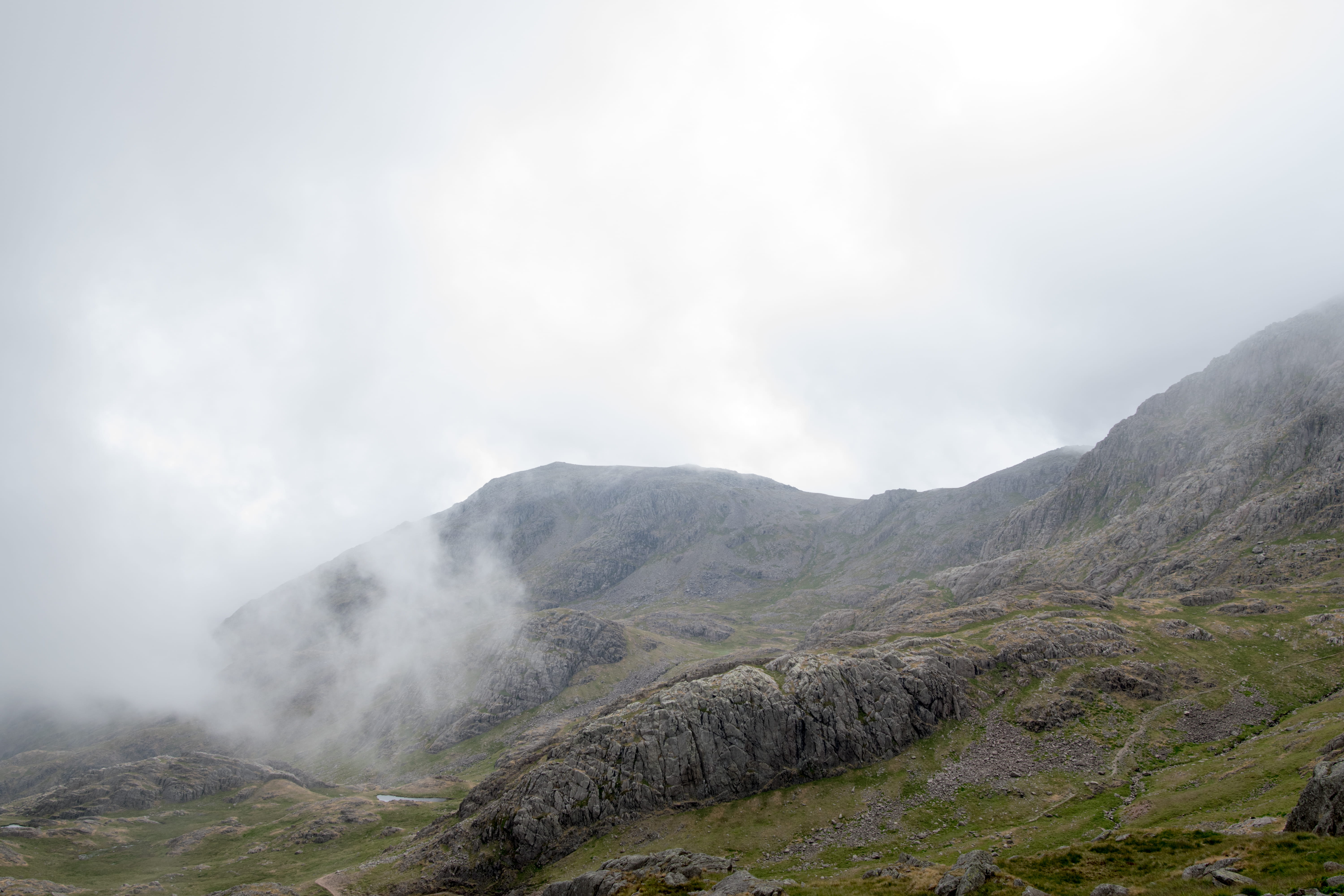 mountain, land, fog, sky, tranquil scene, geology, cloud - sky, non-urban scene, smoke - physical structure, nature, united kingdom, beauty in nature, seascale, HD Wallpaper