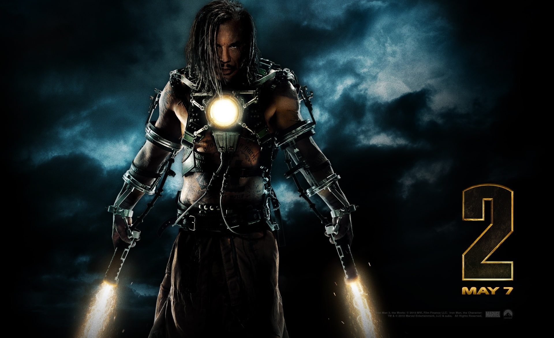 Iron Man, technology, people, military, communication, sign, helmet, standing, 1080P, warning sign, man, armed forces, gun, whiplash, iron man 2, HD Wallpaper
