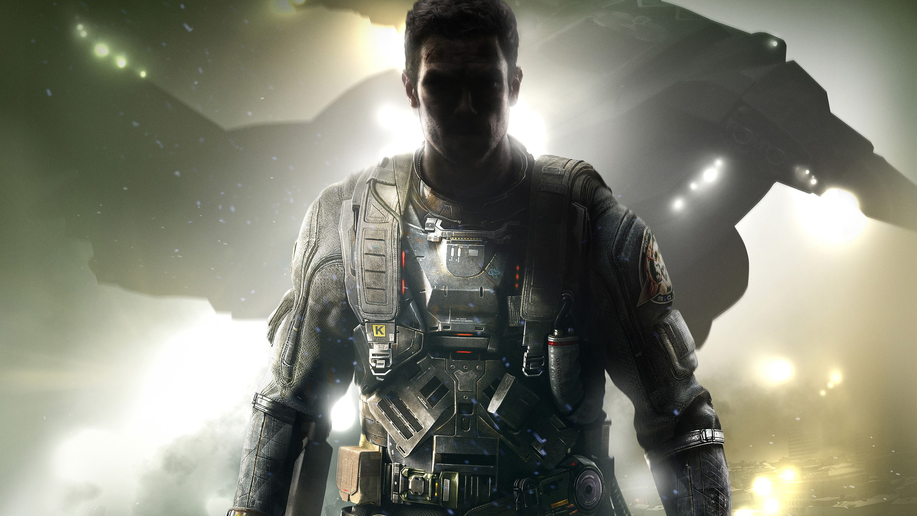 illuminated, night, work helmet, warning sign, communication, waist up, call of duty call of duty infinite warfare pc gaming, military, standing, uniform, HD Wallpaper