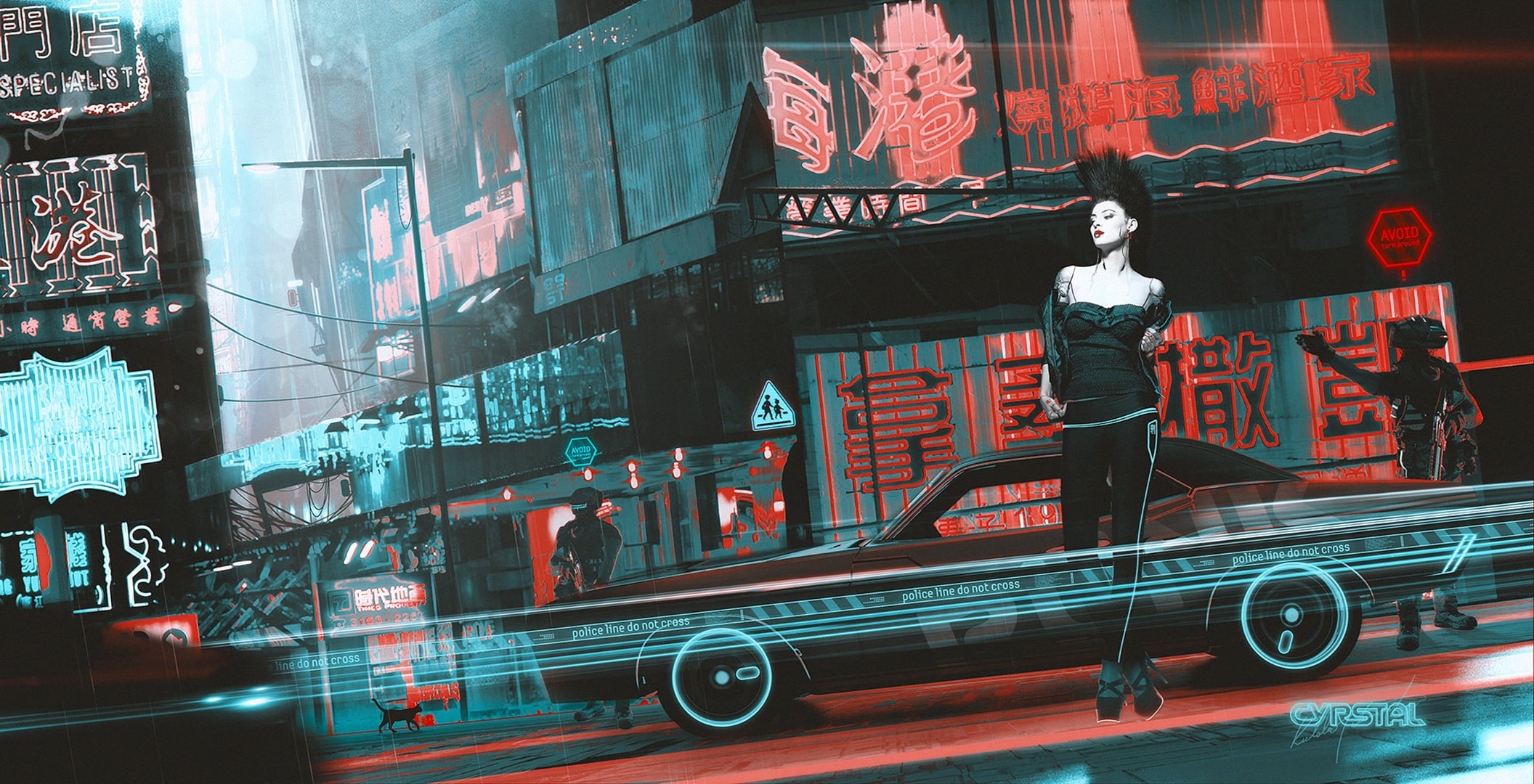 motion, night, street, blurred motion, architecture, top, transportation, cyberpunk, pants, girl, black, built structure, women, real people, 1080P, punk, HD Wallpaper
