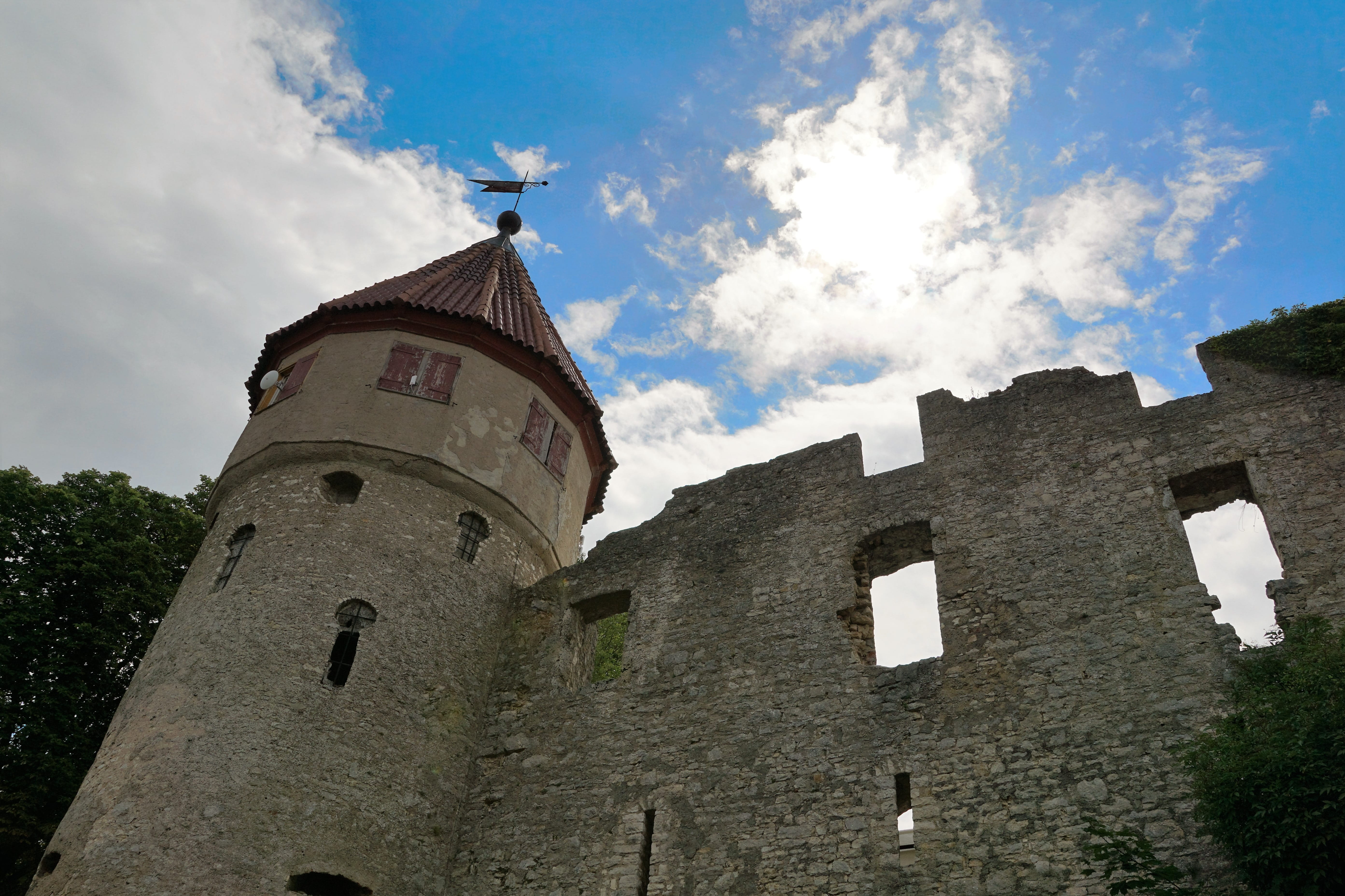 building, nature, trees, summer, honing castle, history, honing mountain, sky, architecture, tuttlingen, stone wall, castle, middle ages, no people, 5K, HD Wallpaper