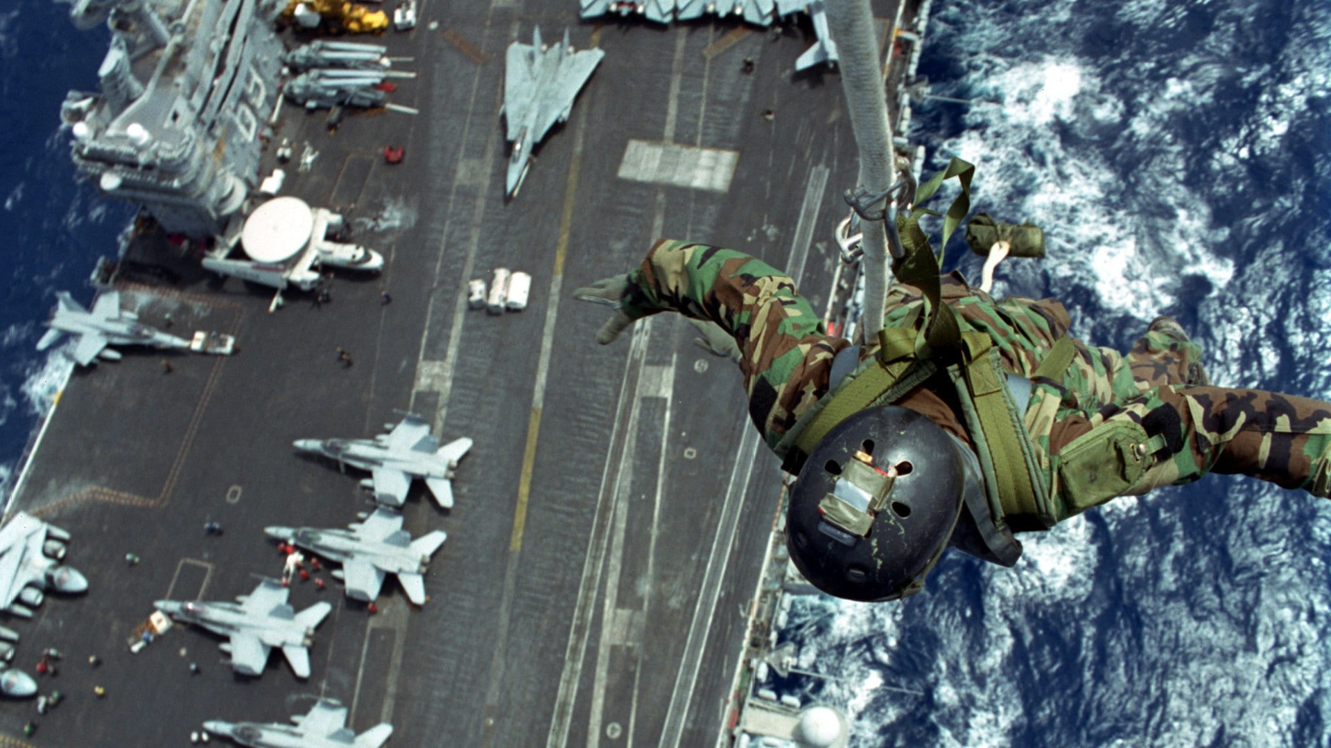 United States Navy, Paratroopers, soldier, Military Aircraft, FA 18 Hornet, Grumman F 14 Tomcat, Aircraft Carrier, 1080P, military, HD Wallpaper