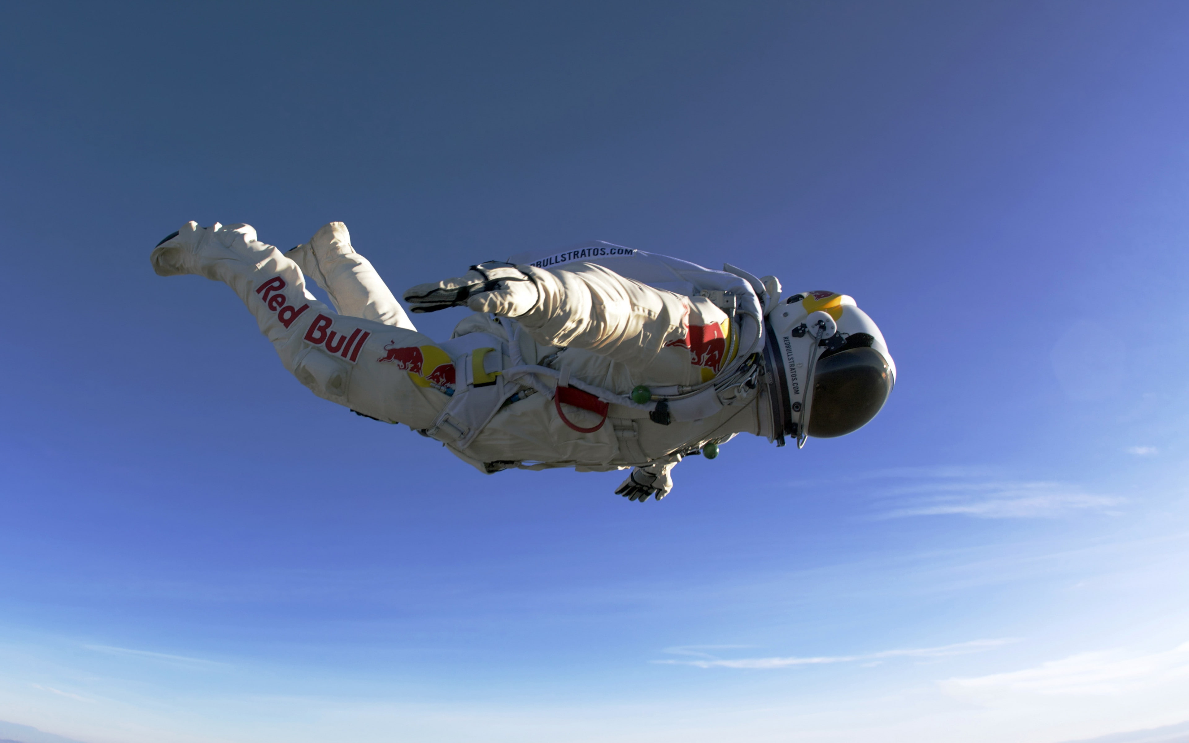 4K, red bull backgrounds, jumping, suit, paratrooper, Download 3840x2400 Paratrooper, flying, HD Wallpaper