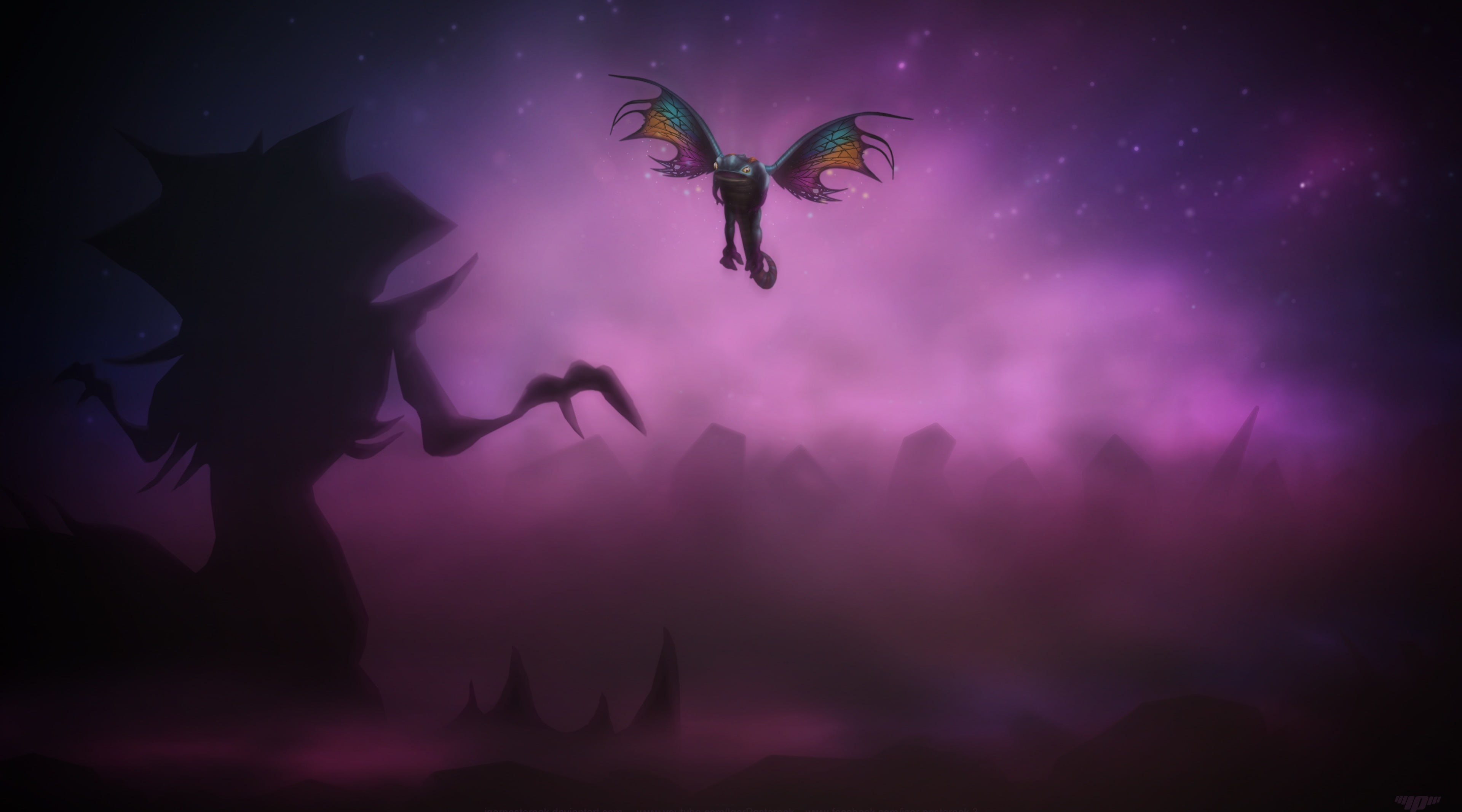 animal, vertebrate, brightwing, heroesofthestorm, night, one animal, Games, purple, storm, Other Games, 4K, marine, game, water, nature, animals in the wild, HD Wallpaper
