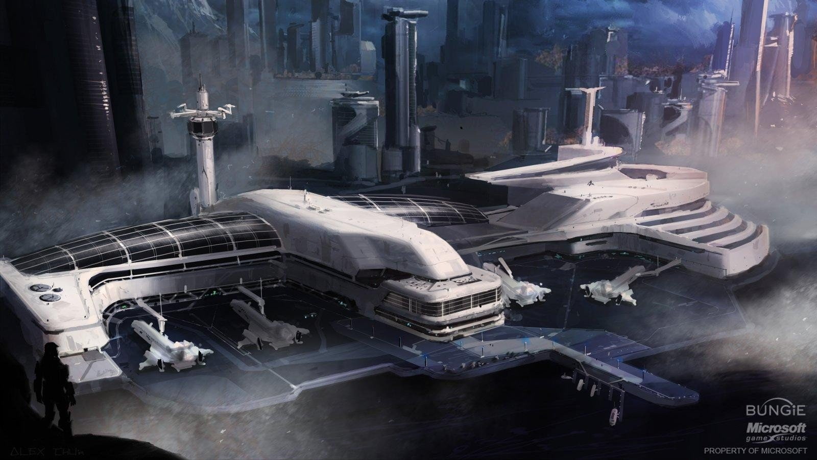 video, digital, concept, artwork, reach, 720P, halo, games, port, art, cityscapes, HD Wallpaper