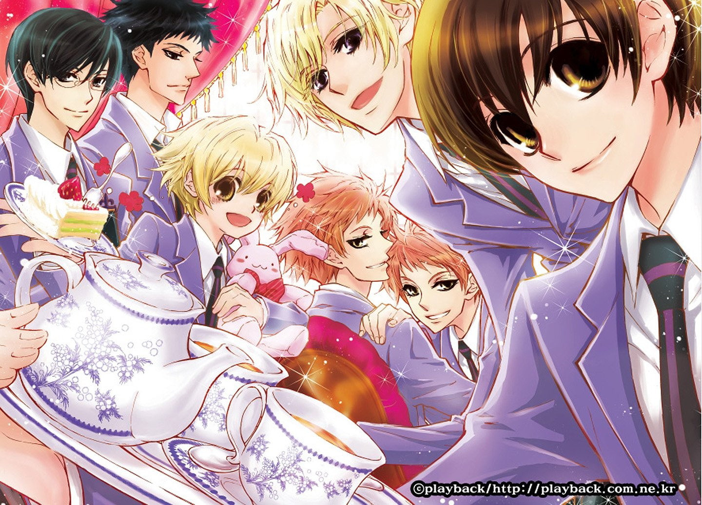 girl, series, anime, host, 720P, club, group, ouran, characters, cool, bunny, tea, boys, HD Wallpaper