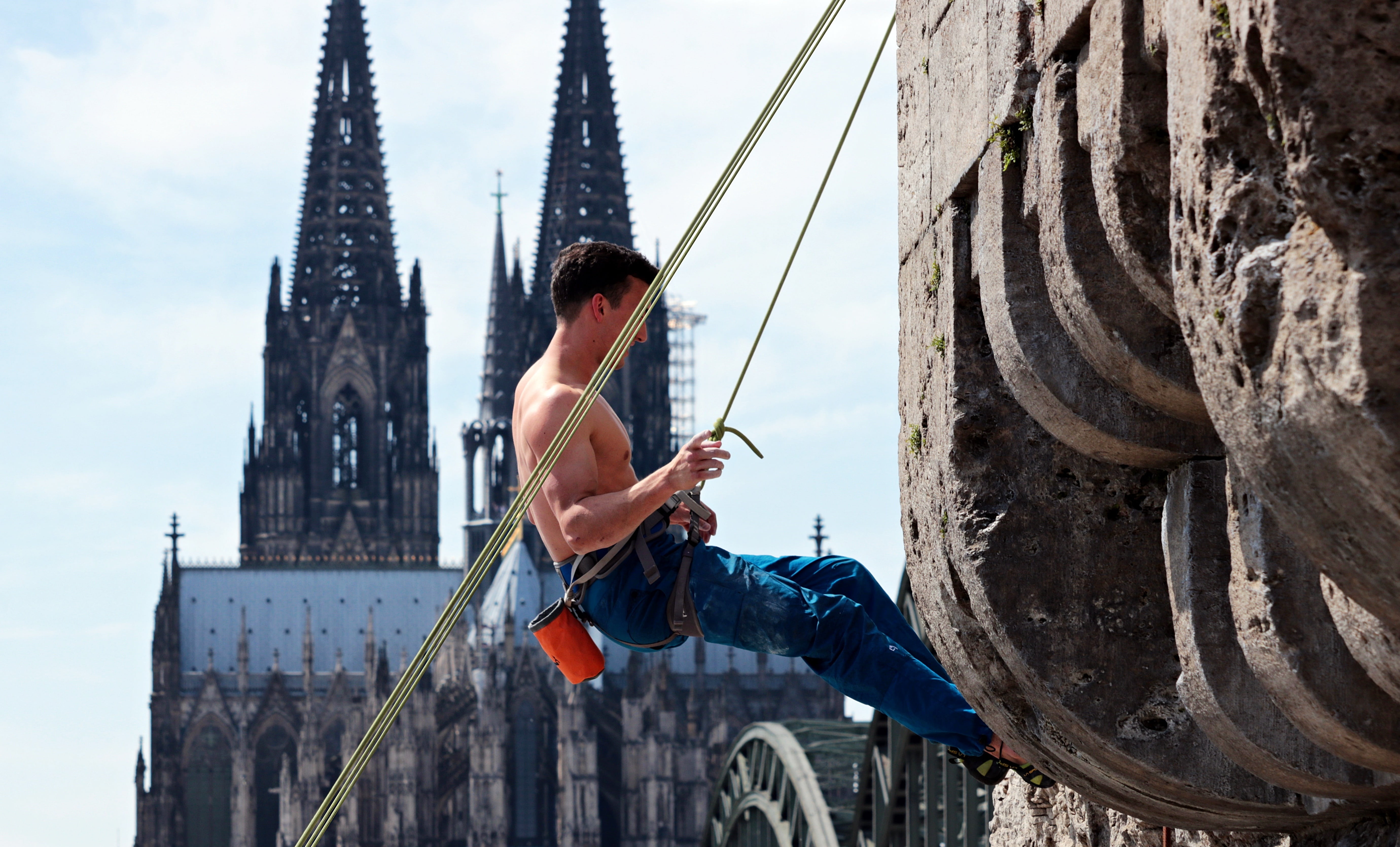 climbing, formation, climbing rope, bergsport, outdoors, feeling, climb, north rhine westphalia, climber, 5K, backup, architecture, adult, day, rope up, HD Wallpaper