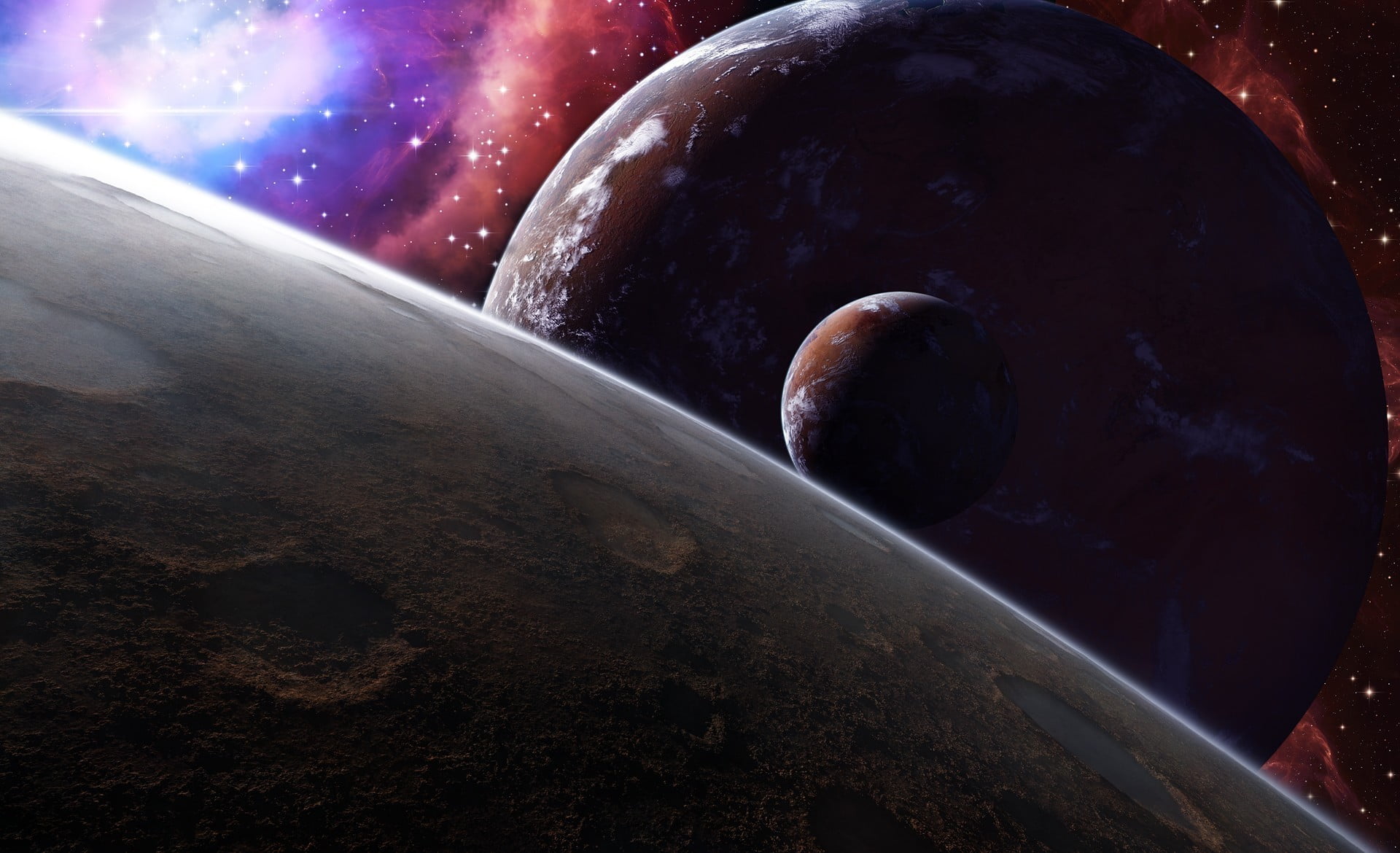 nature, scenics - nature, star - space, moon surface, space and astronomy, planet earth, science, galaxy, artwork, sphere, space, gray, sky, beauty in nature, HD Wallpaper