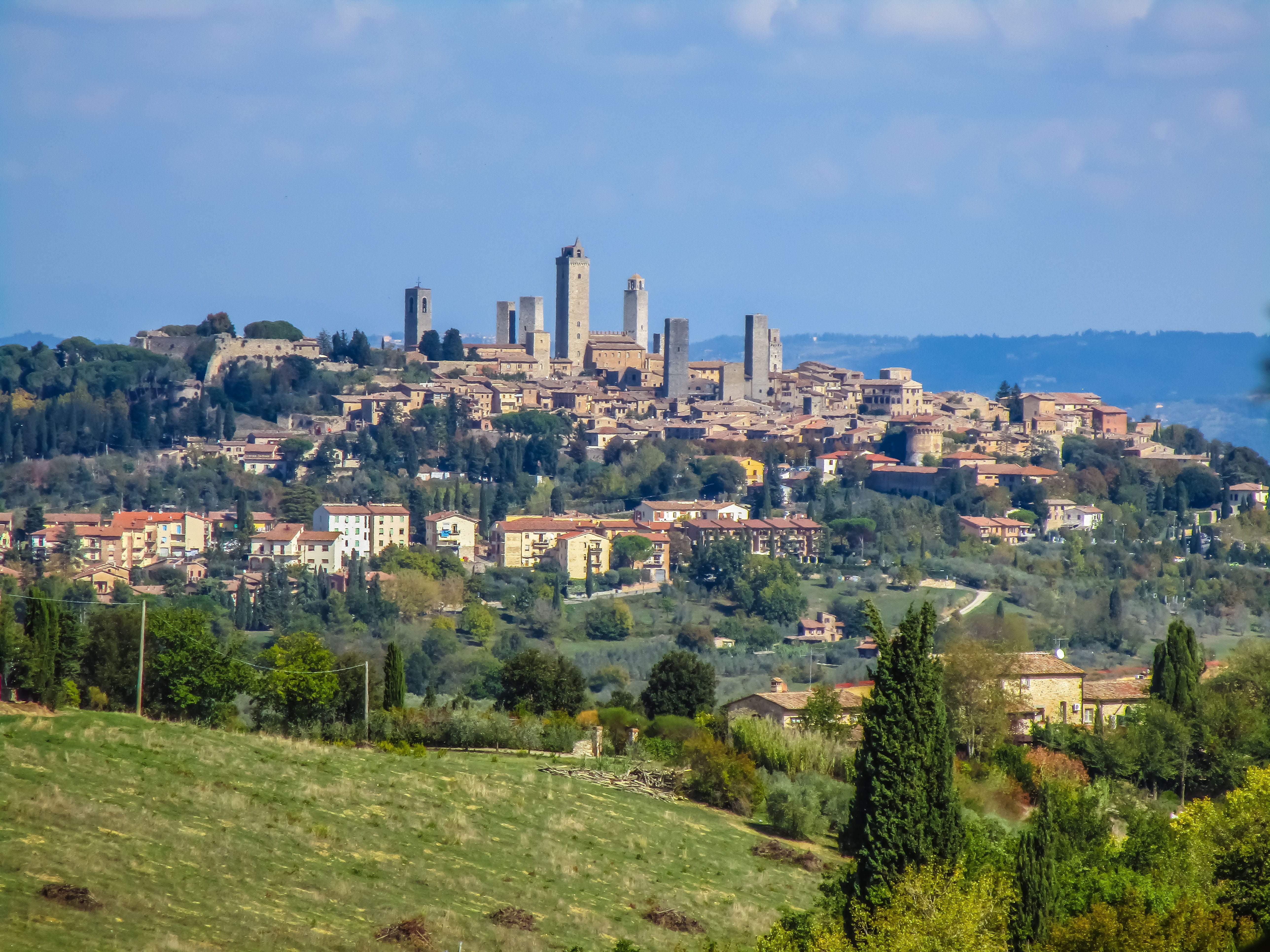 middle ages, built structure, plant, panorama, no people, tuscany, growth, city, 5K, outdoors, travel destinations, residential district, high angle view, HD Wallpaper