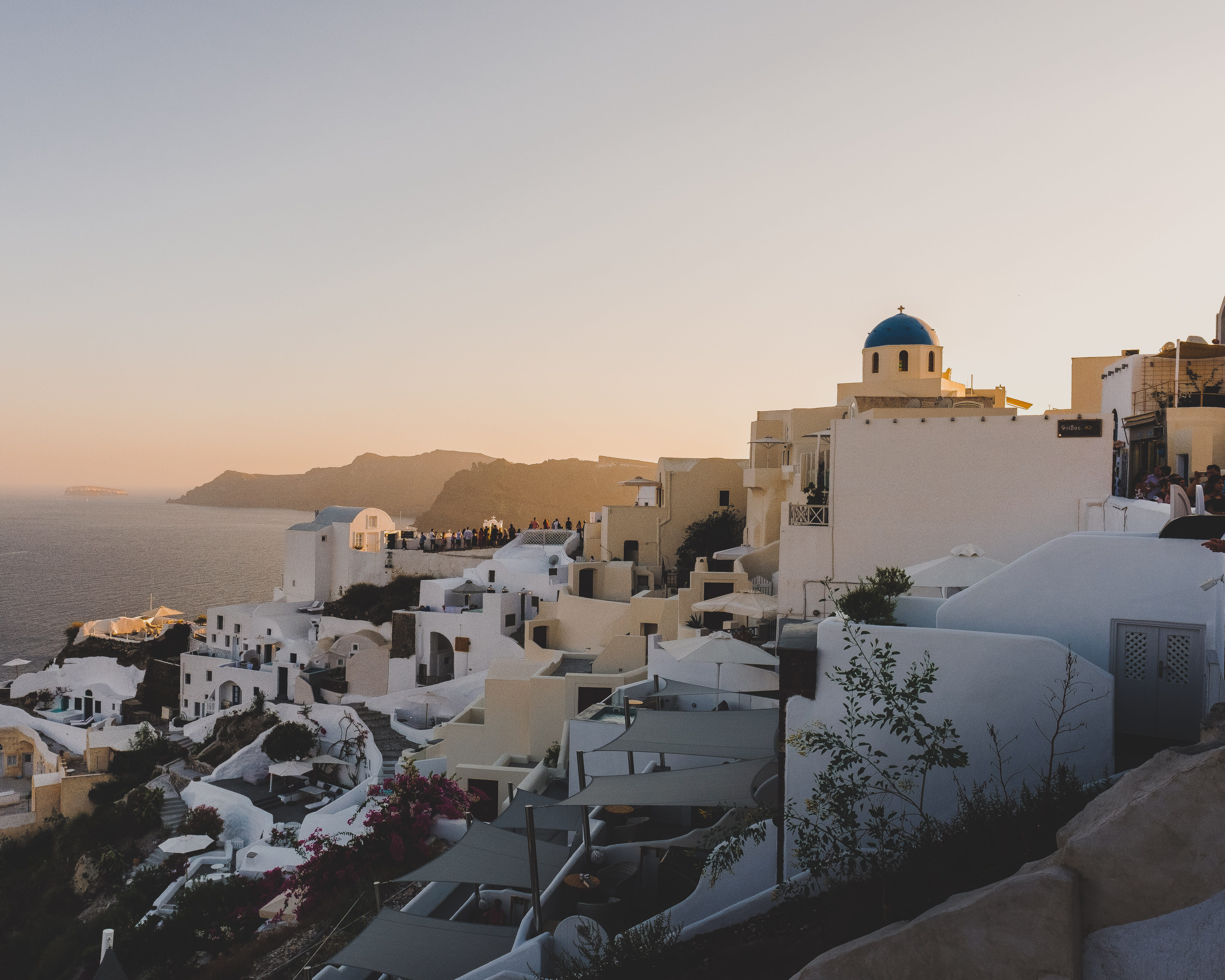 building exterior, houses, architecture, plant, residential district, sky, town, cityscape, santorini, ocean, townscape, nature, pottery, white, thera, HD Wallpaper
