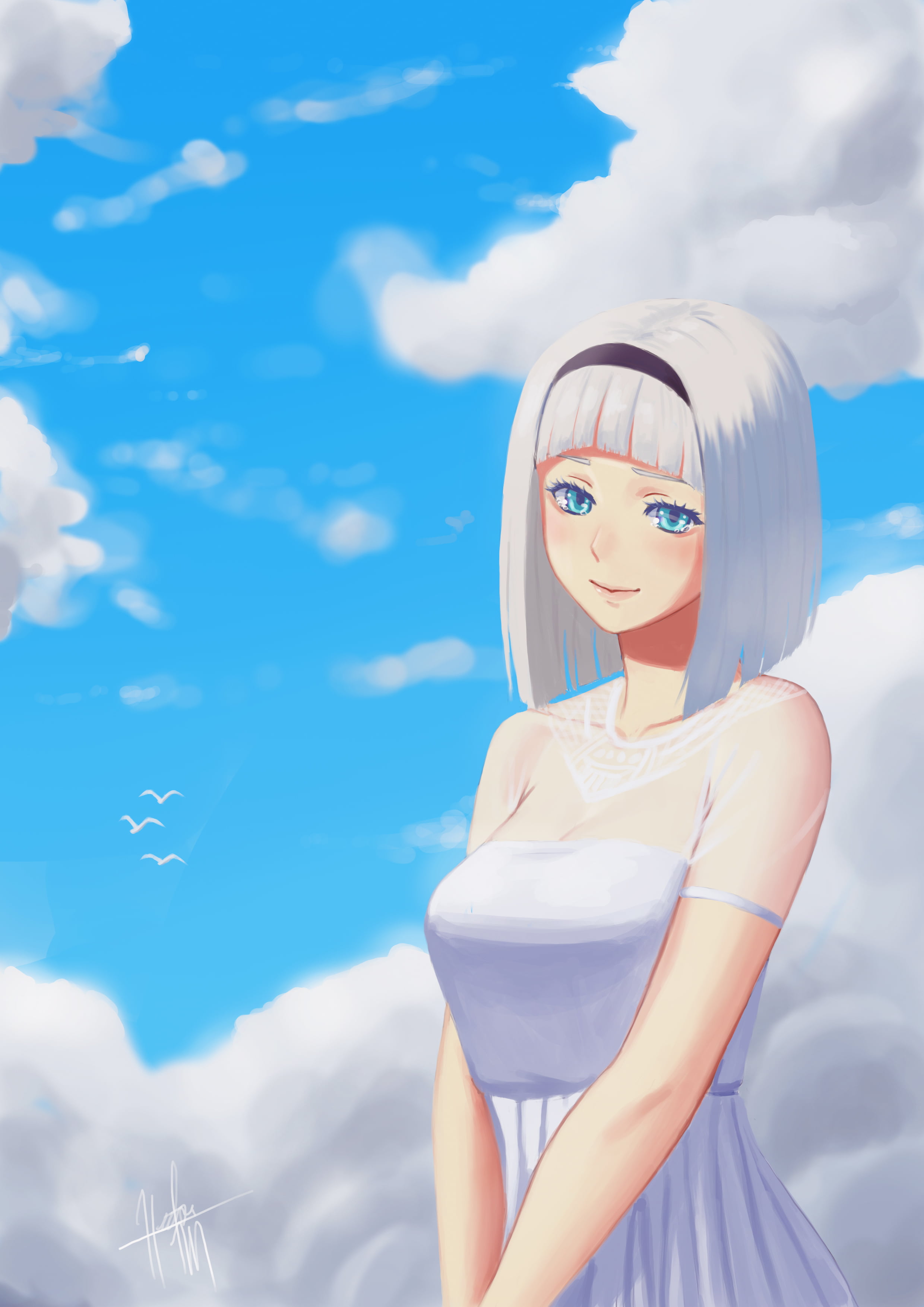 sky, sunlight, fashion, females, hairstyle, young adult, 2K, beautiful people, beautiful woman, Nishikinomiya Anna, one person, standing, cloud - sky, Phone HD Wallpaper
