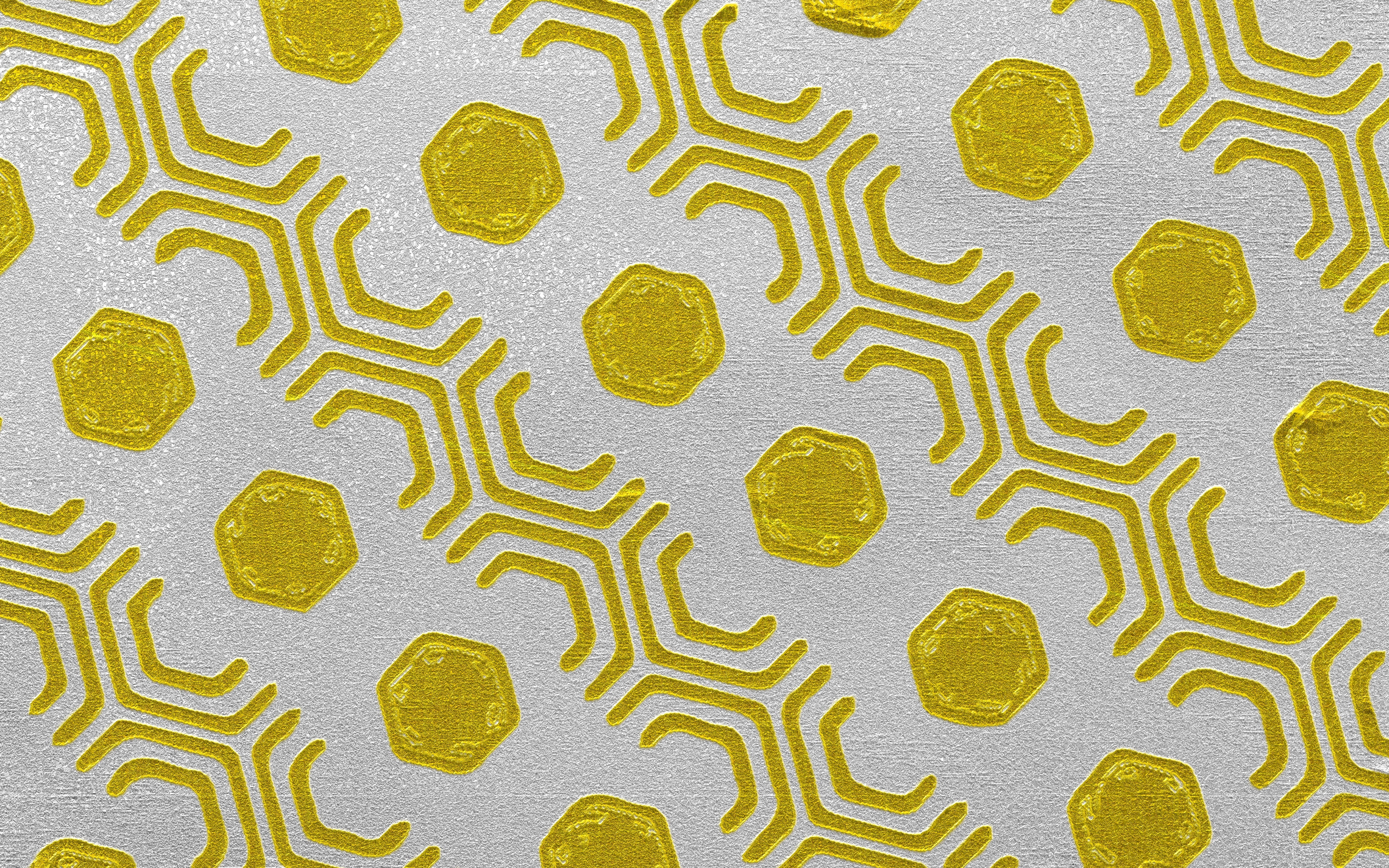 yellow, green color, close-up, hexagons, fabric, vibrant color, paint, studio shot, texture, design, geometric, luxury, paper, magnification, full frame, HD Wallpaper