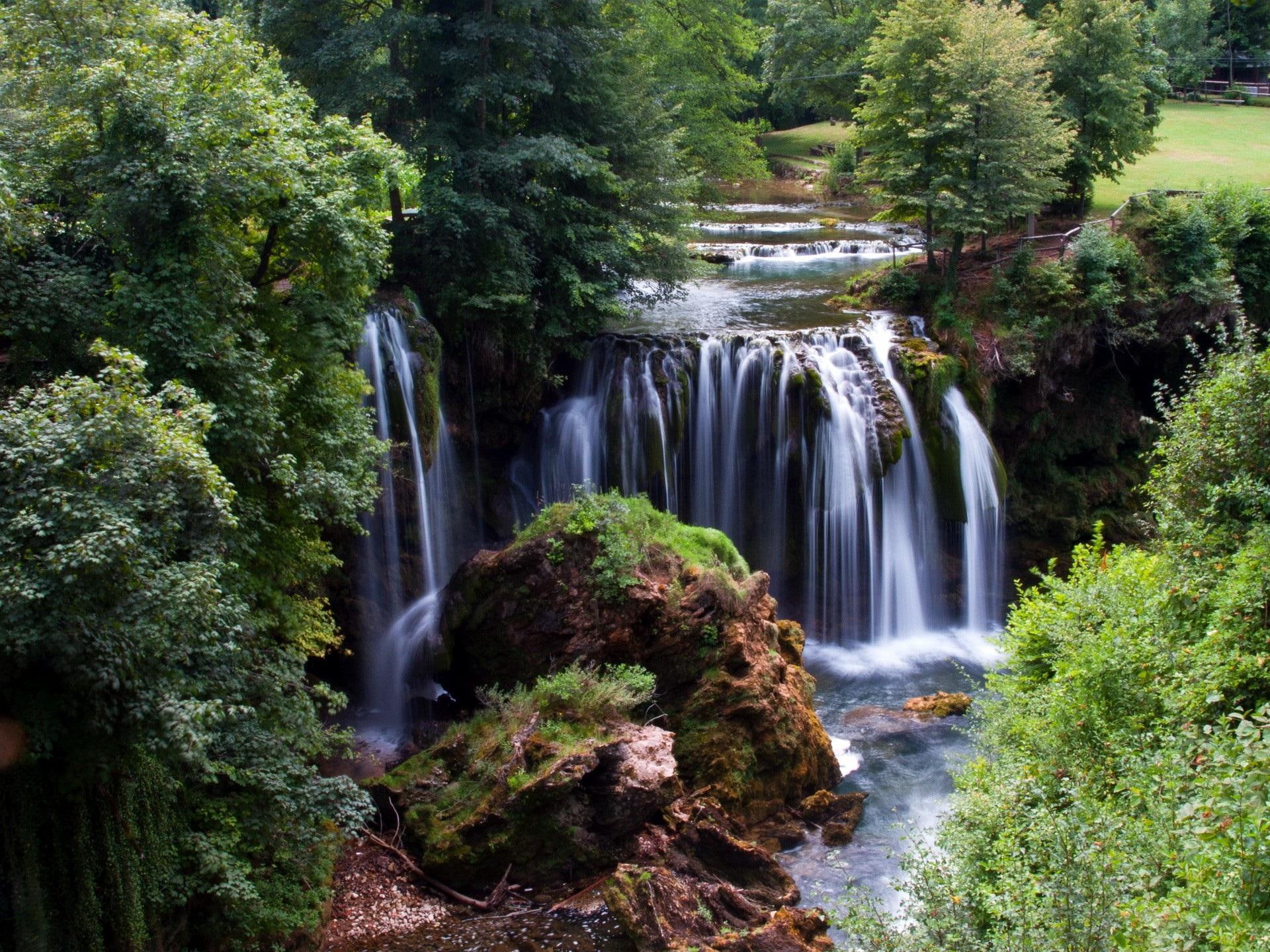 waterfalls, trees, croatia, nature and landscapes, 1080P, nature, rastoke, greens, waterfall, HD Wallpaper