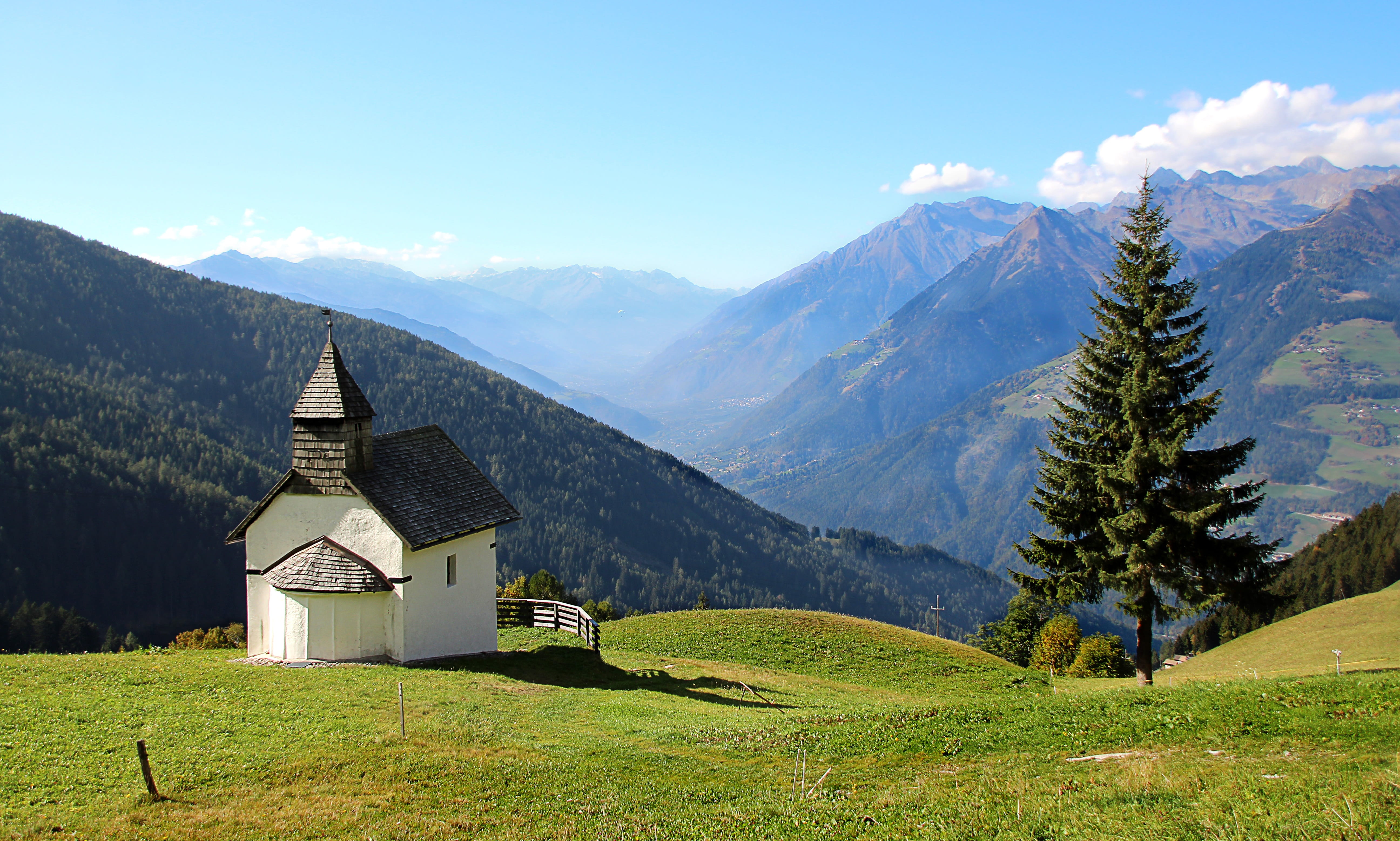 mountain, no people, scenics - nature, beauty in nature, tranquility, belief, religion, snowcapped mountain, day, outdoors, house of prayer, landscape, HD Wallpaper