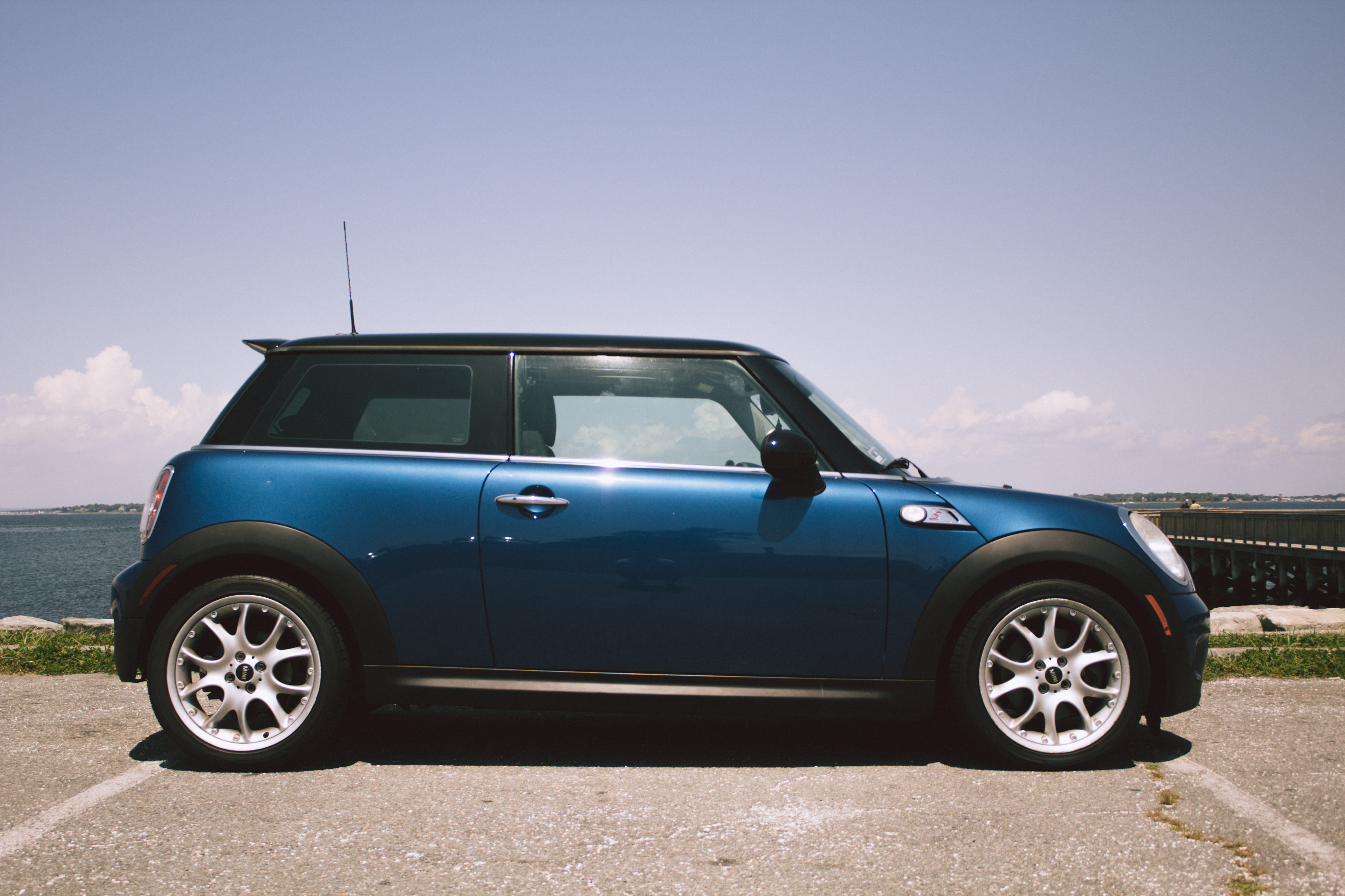 mini, turbo, metallic, racecar, driver, travel, blue, sports, transportation, sun, summer, driving, retro styled, race, land, tire, motor vehicle, road, HD Wallpaper