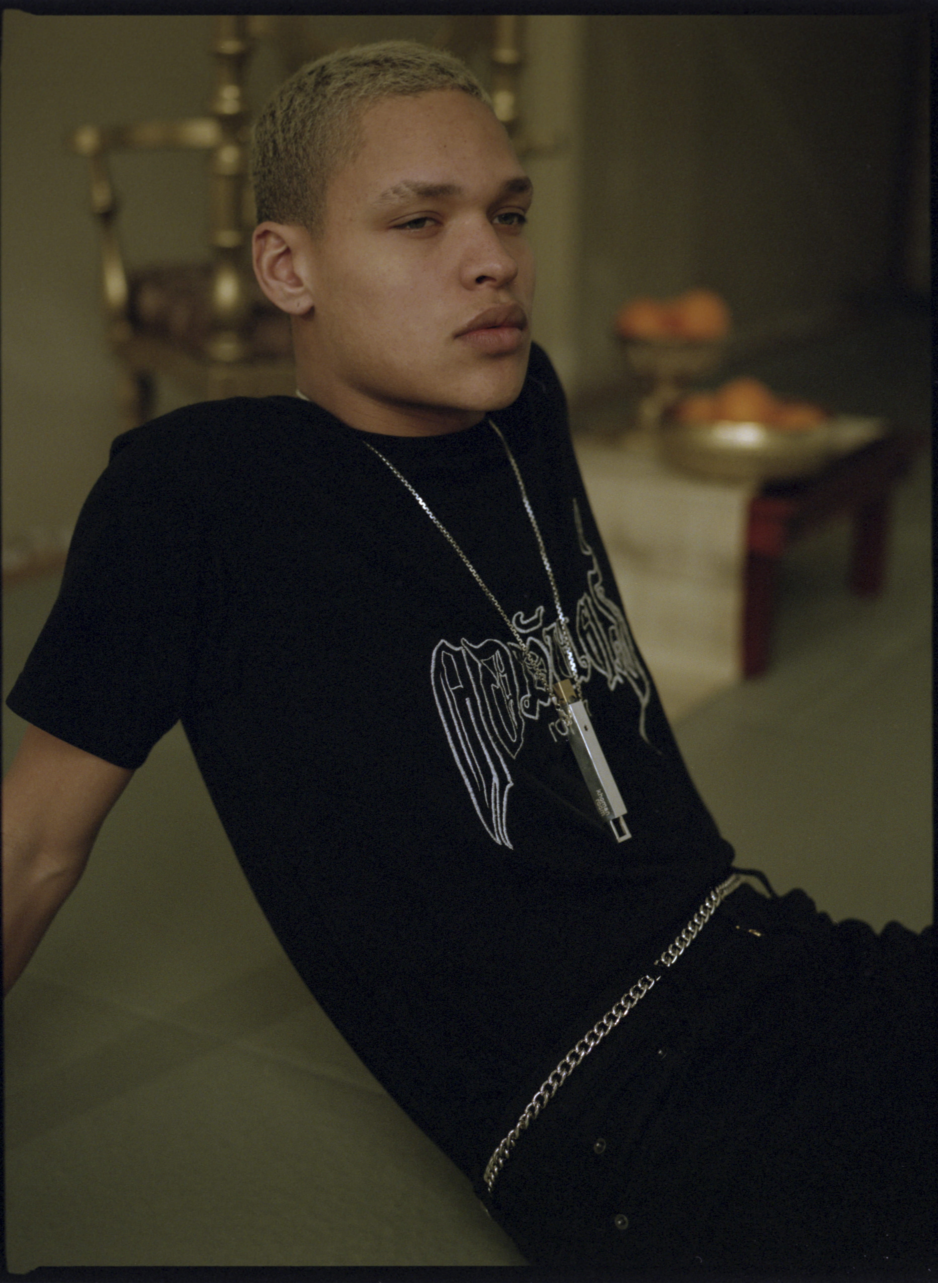 one person, men, teenager, shirt, necklace, indoors, teenage boys, streetwear, clothing, real people, fashion, united states, 4K, waist up, focus on foreground, Phone HD Wallpaper