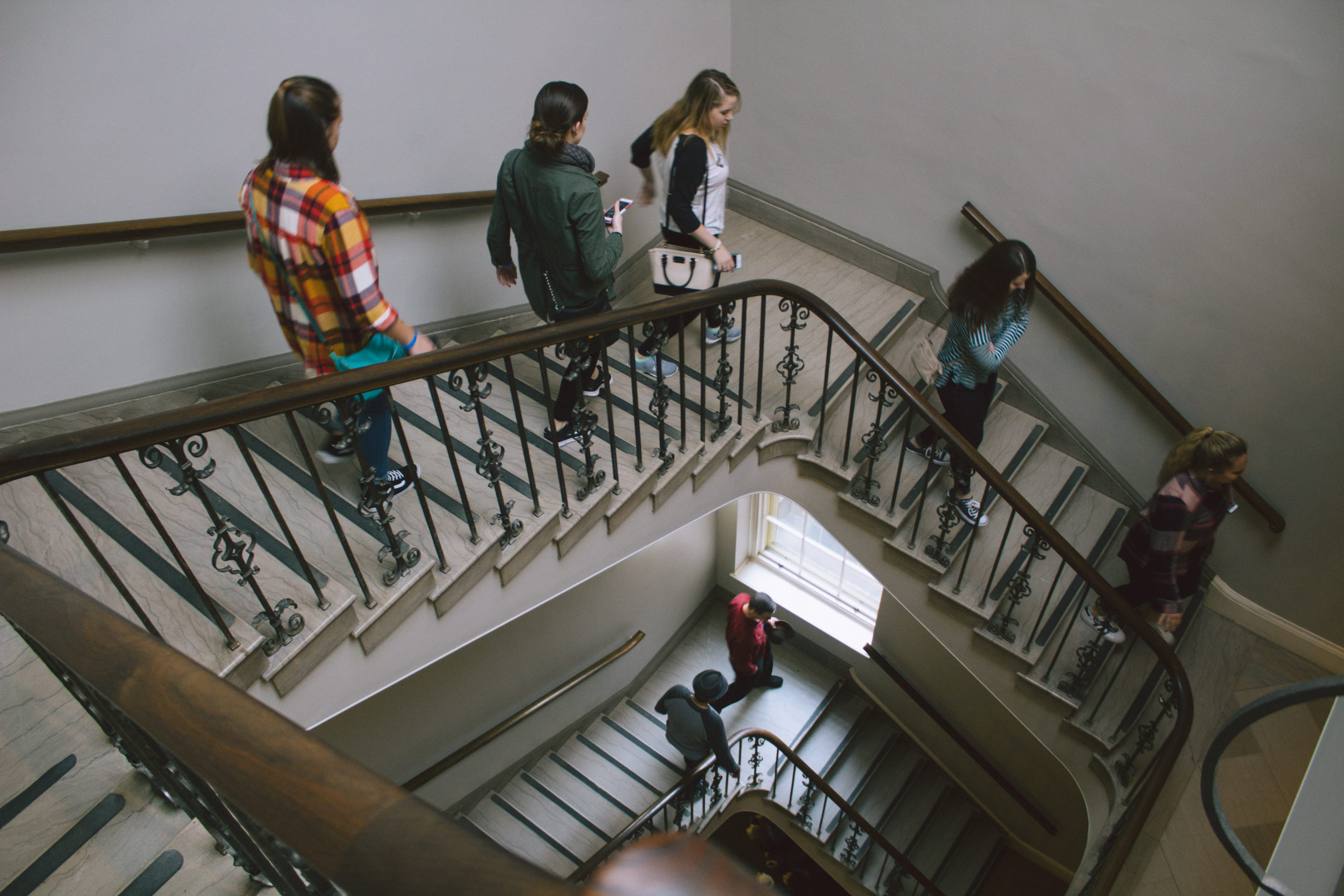 trip, risd museum, steps and staircases, walking, art, friends, leisure activity, standing, adult, 5K, staircase, teenager, people, high angle view, real people, HD Wallpaper
