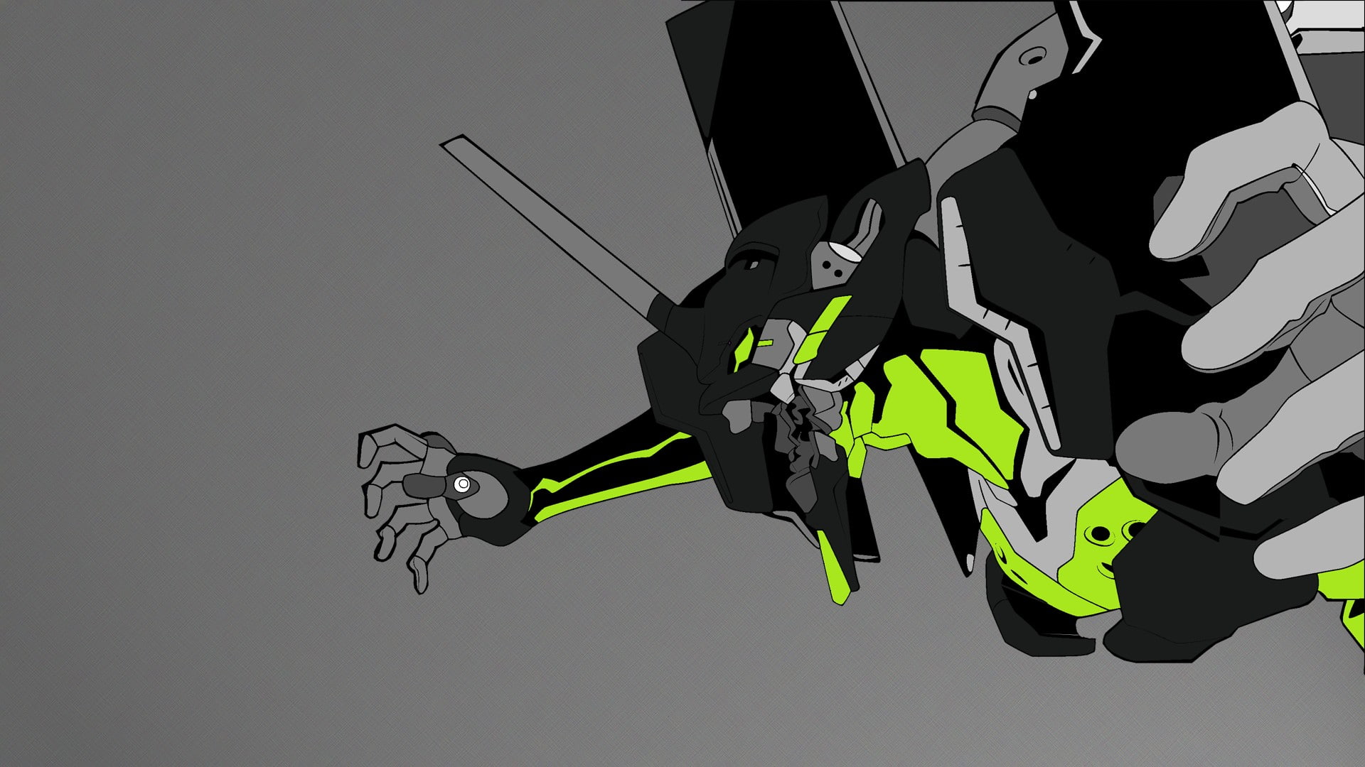 gray, hd, anime, evangelion, neon, 1080P, genesis, cartoon/comic, grey, HD Wallpaper