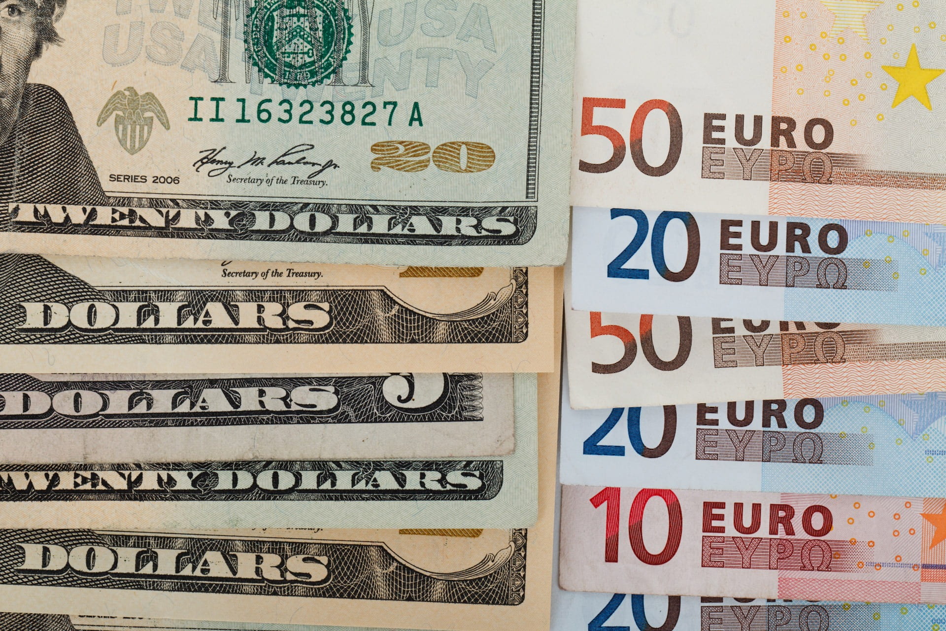 euros, dollar, us dollars, rate, finance, exchange rate, corporate business, trading, backgrounds, banknotes, text, european, close-up, no people, money, HD Wallpaper