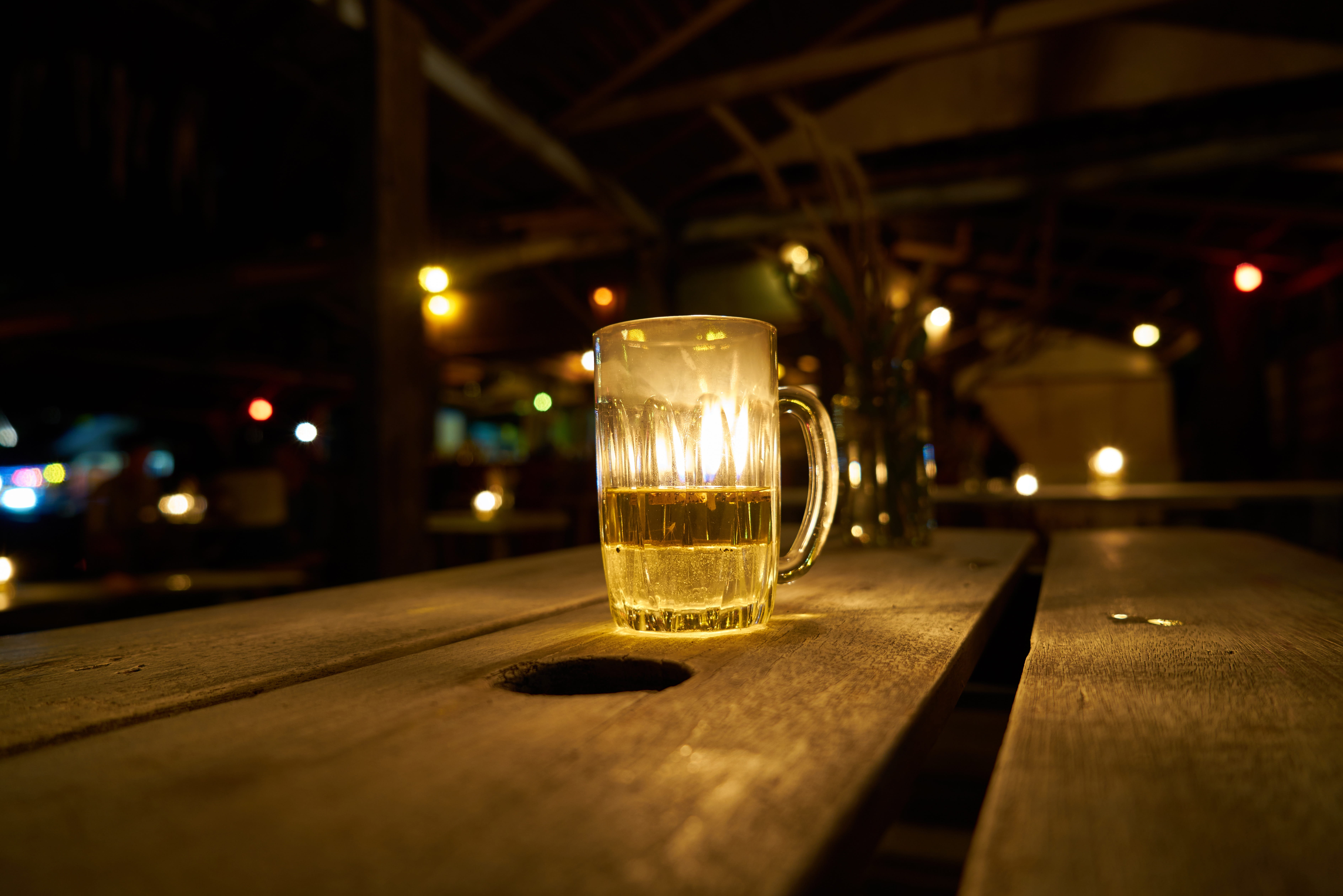 drink, table, sociability, cup, night, food photo, Beer, delicious, illuminated, focus on foreground, photo, transparent, photography, glass - material, HD Wallpaper