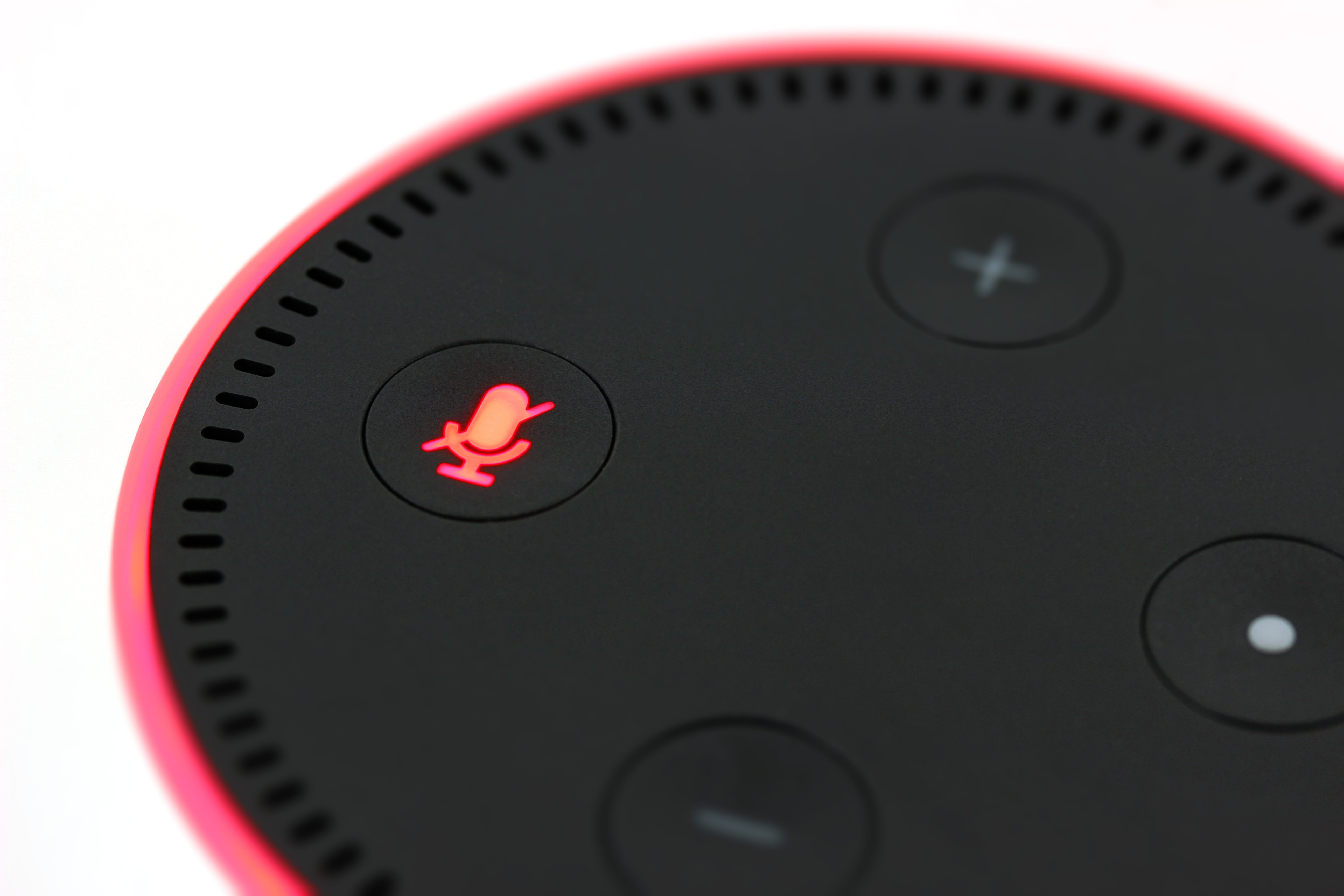 echo dot, electrical equipment, cut out, alexa, red, industry, photography themes, language assistant, equipment, white background, black color, amazon, HD Wallpaper
