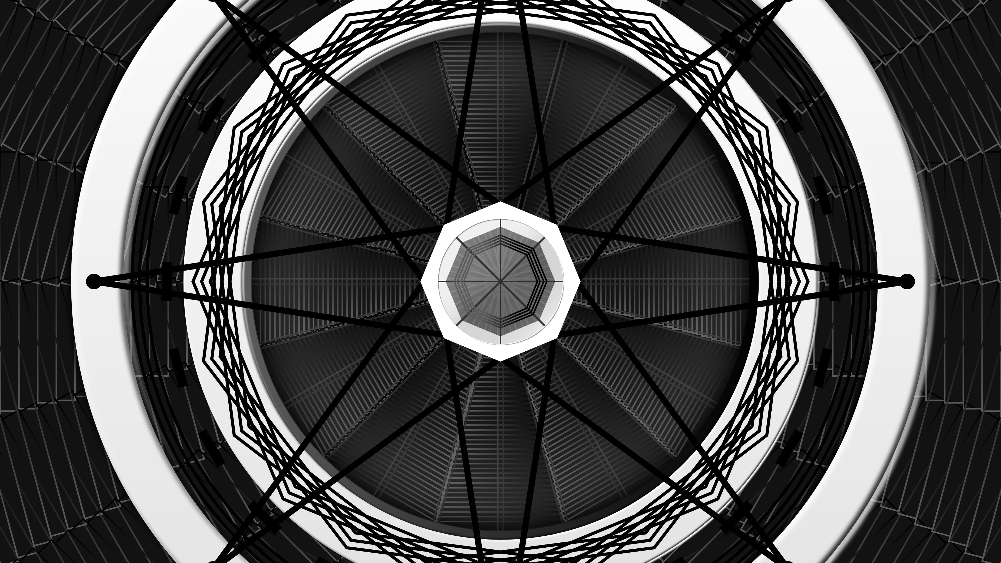 abstract, ferris wheel, 4K, black, simple, HD Wallpaper