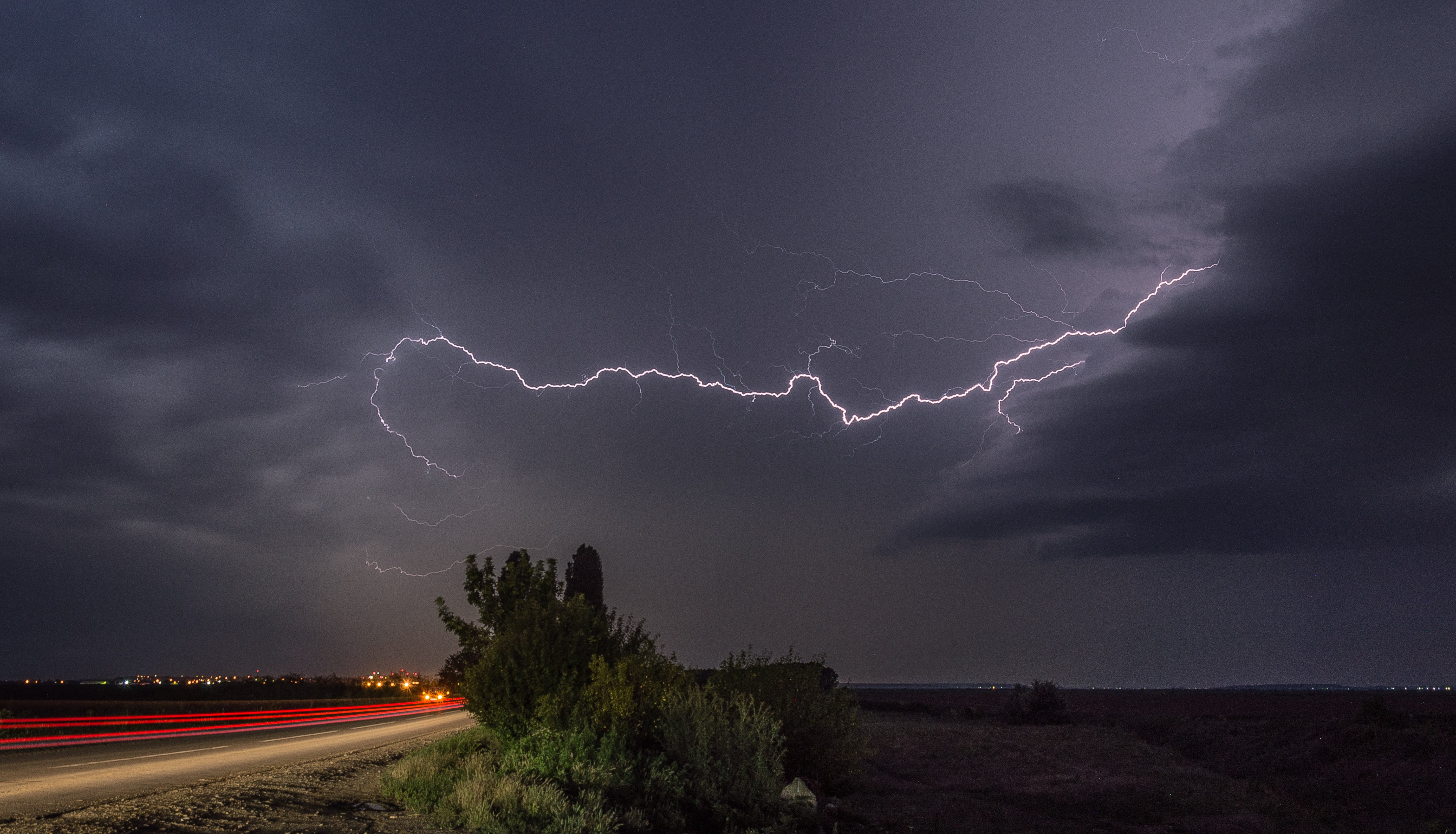 dramatic sky, environment, no people, trees, thunderstorm, rain, warning sign, power in nature, ominous, aggression, power, flash, outdoors, sign, 5K, HD Wallpaper