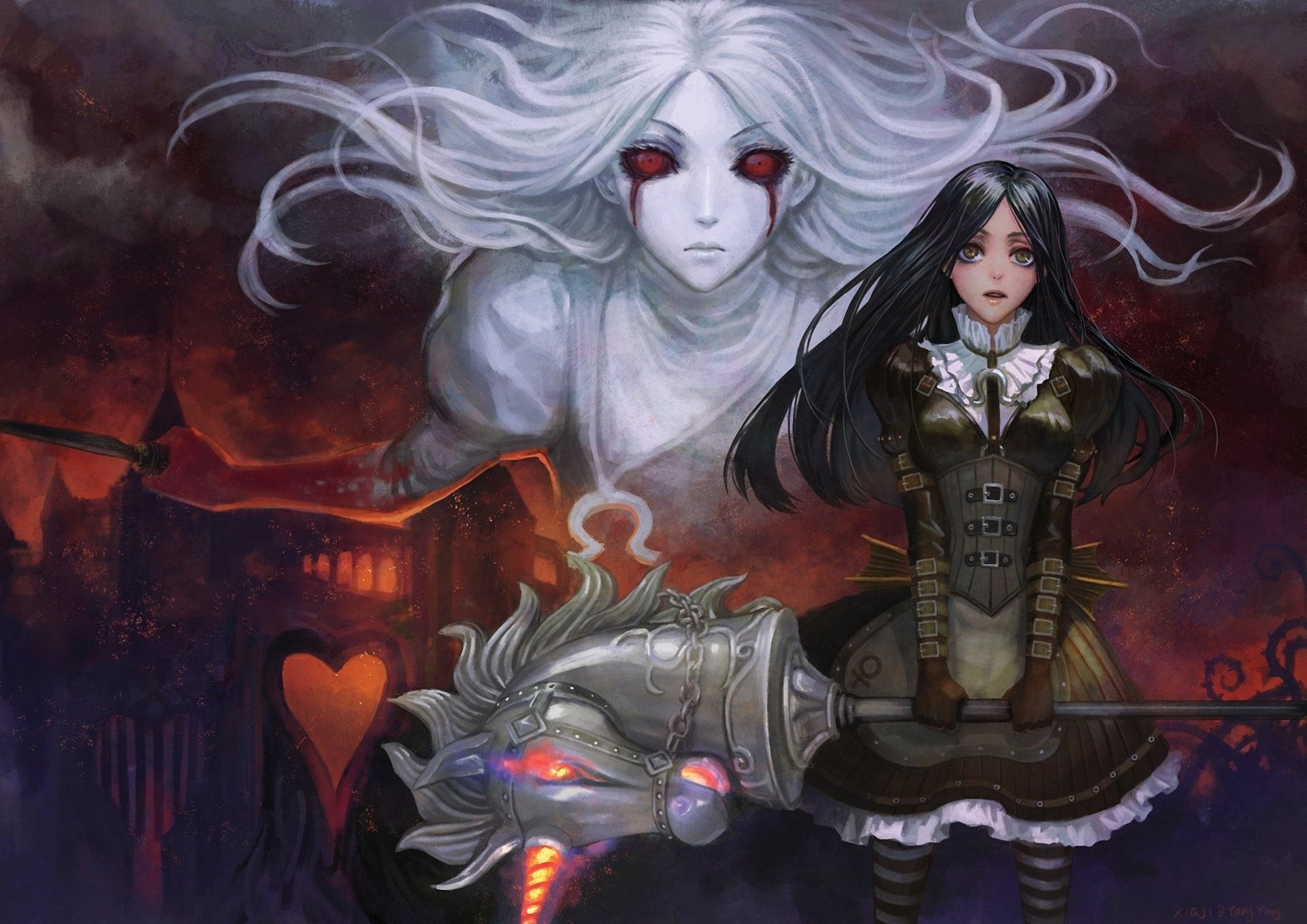 1080P, holding, horse, hobby, Video Game, illustration, woman, Alice: Madness Returns, HD Wallpaper