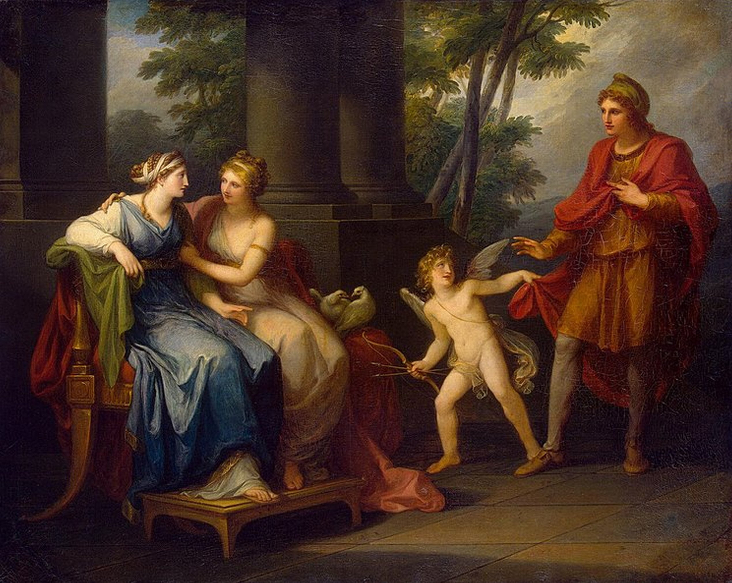Venus persuading Helen to love Paris, 1790, Angelica Kaufman, 1080P, Classicism, HD Wallpaper