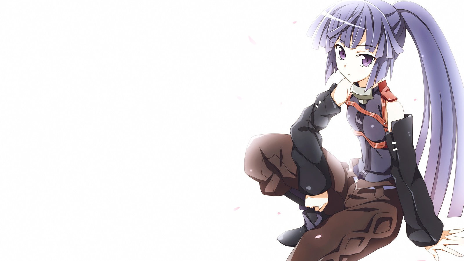 Log Horizon, purple eyes, purple hair, anime, Akatsuki (Log Horizon), long hair, anime girls, simple background, 720P, HD Wallpaper