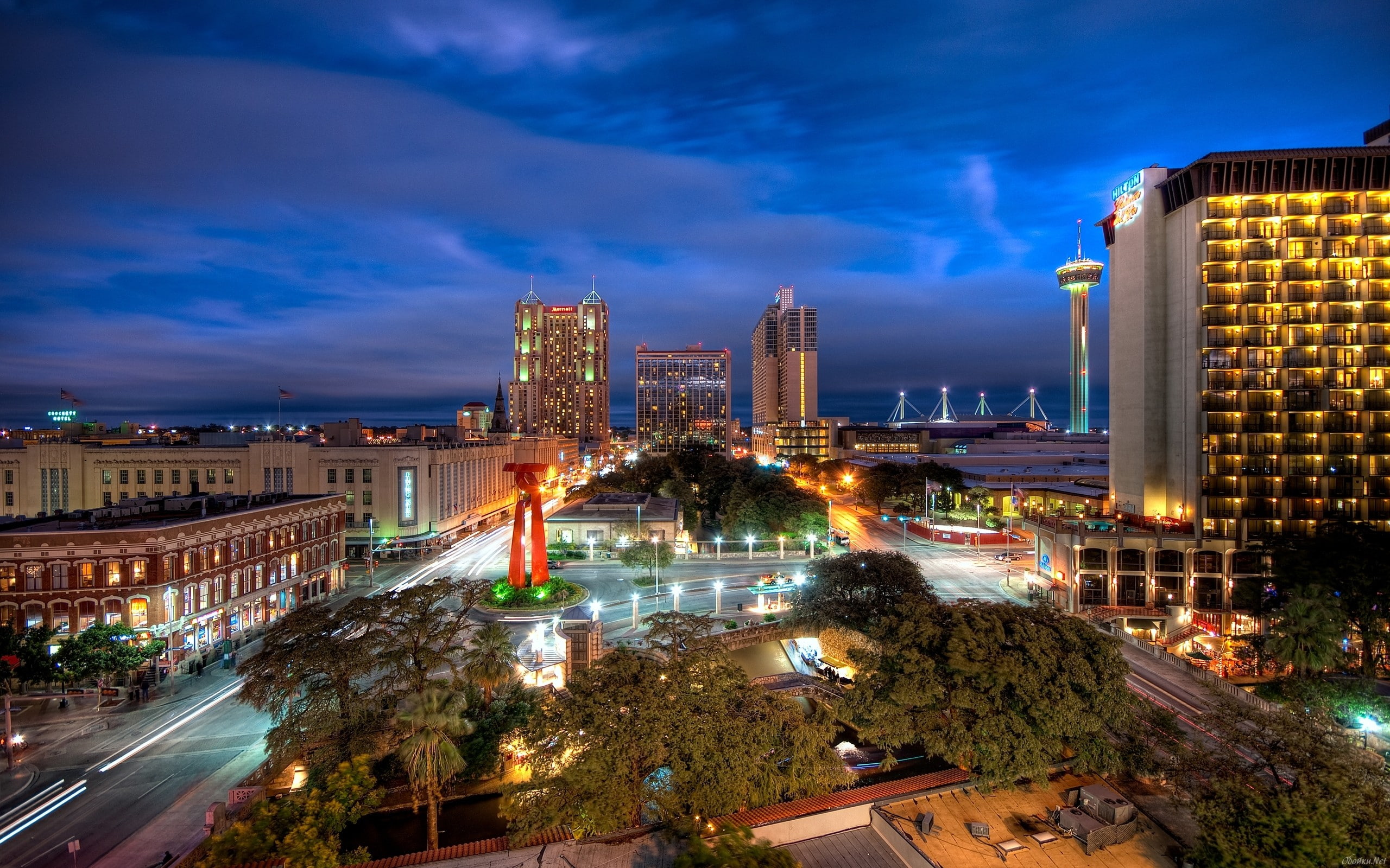 hotel, Texas, river walk, San Antonio, city, 2K, HD Wallpaper