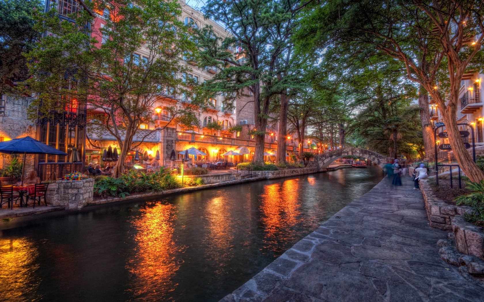 water, architecture, bridge, city, plant, incidental people, building exterior, Beach, outdoors, illuminated, built structure, reflection, Sunset, Texas, HD Wallpaper