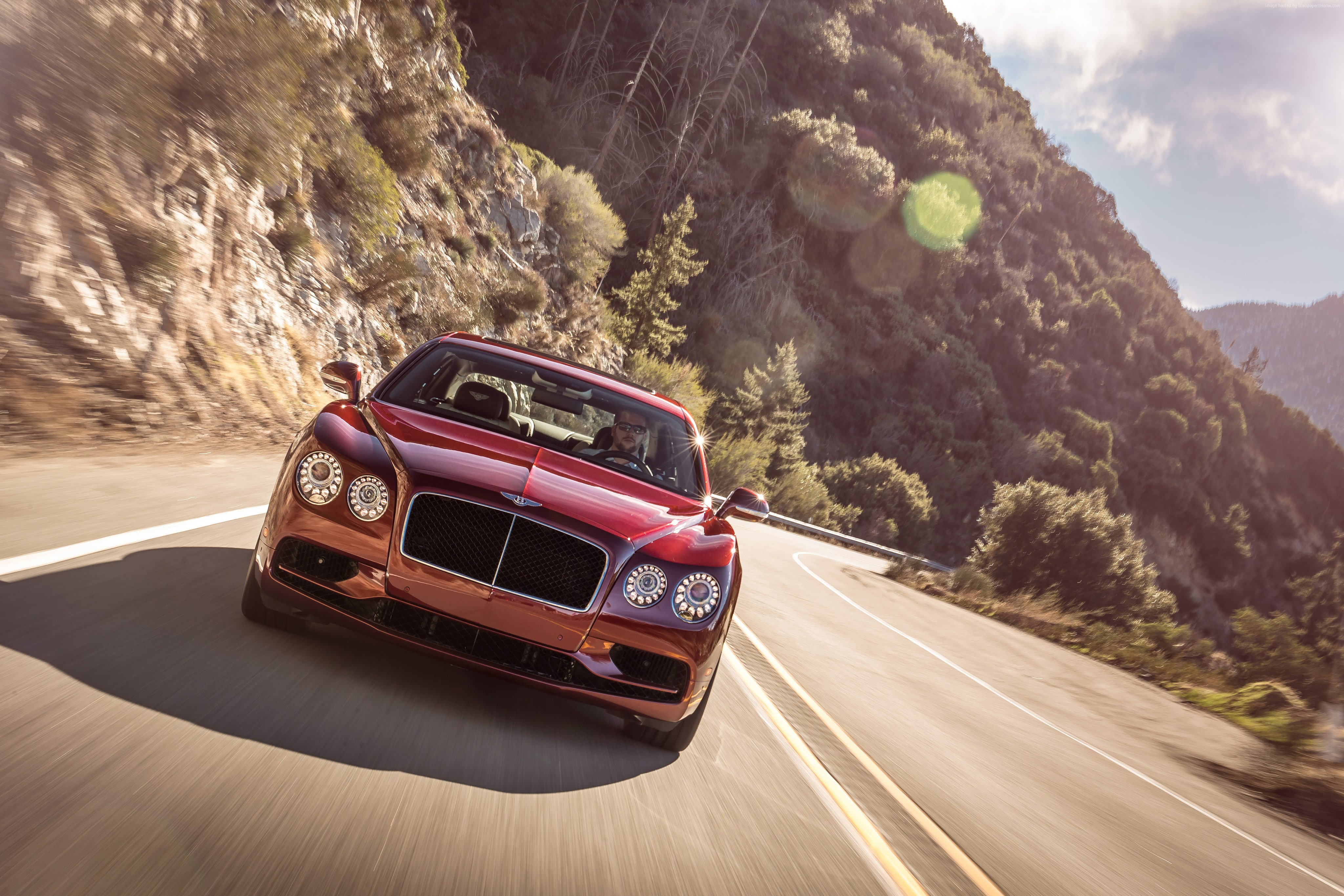 luxury, Bentley Flying Spur V8 S, 4K, Geneva Auto Show 2016, red, HD Wallpaper