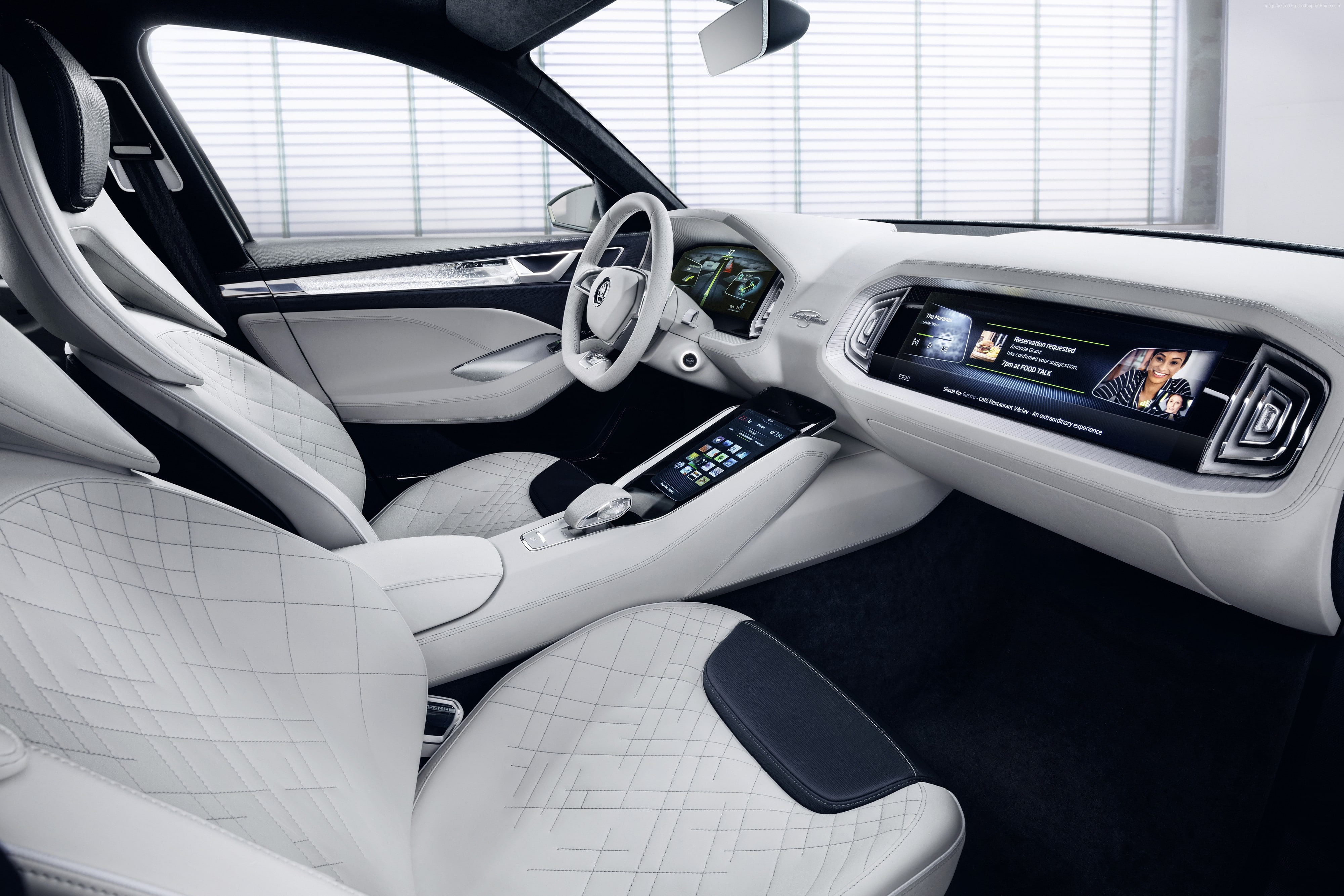 4K, Skoda Vision S, interior, Geneva Auto Show 2016, HD Wallpaper