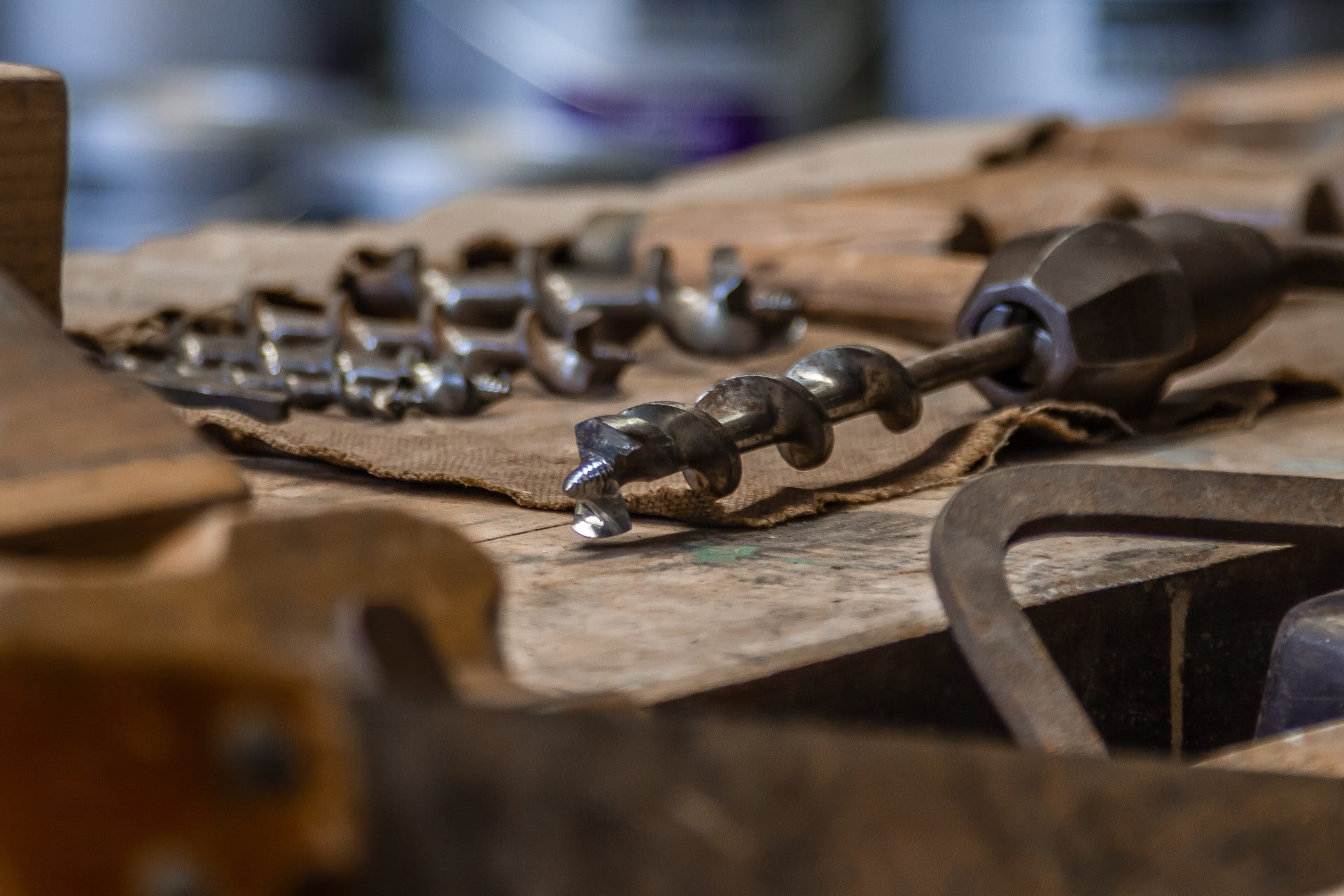 day, craft, metal, tool, canvas, close up, business, small business, selective, bit, drill, no people, wood - material, close-up, industry, work, old tools, HD Wallpaper