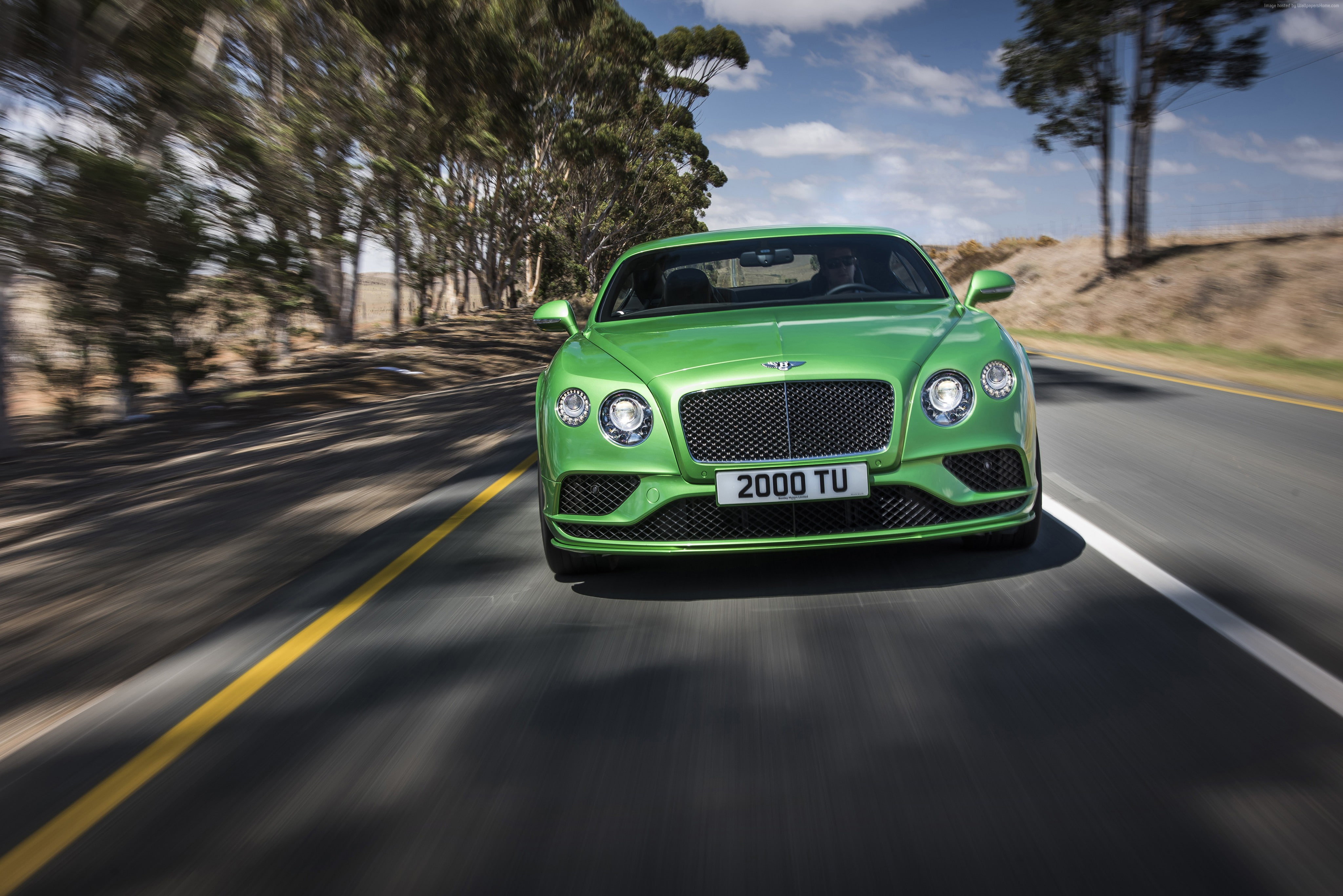 luxery, 4K, bentley continental gt speed, green., coupe, HD Wallpaper