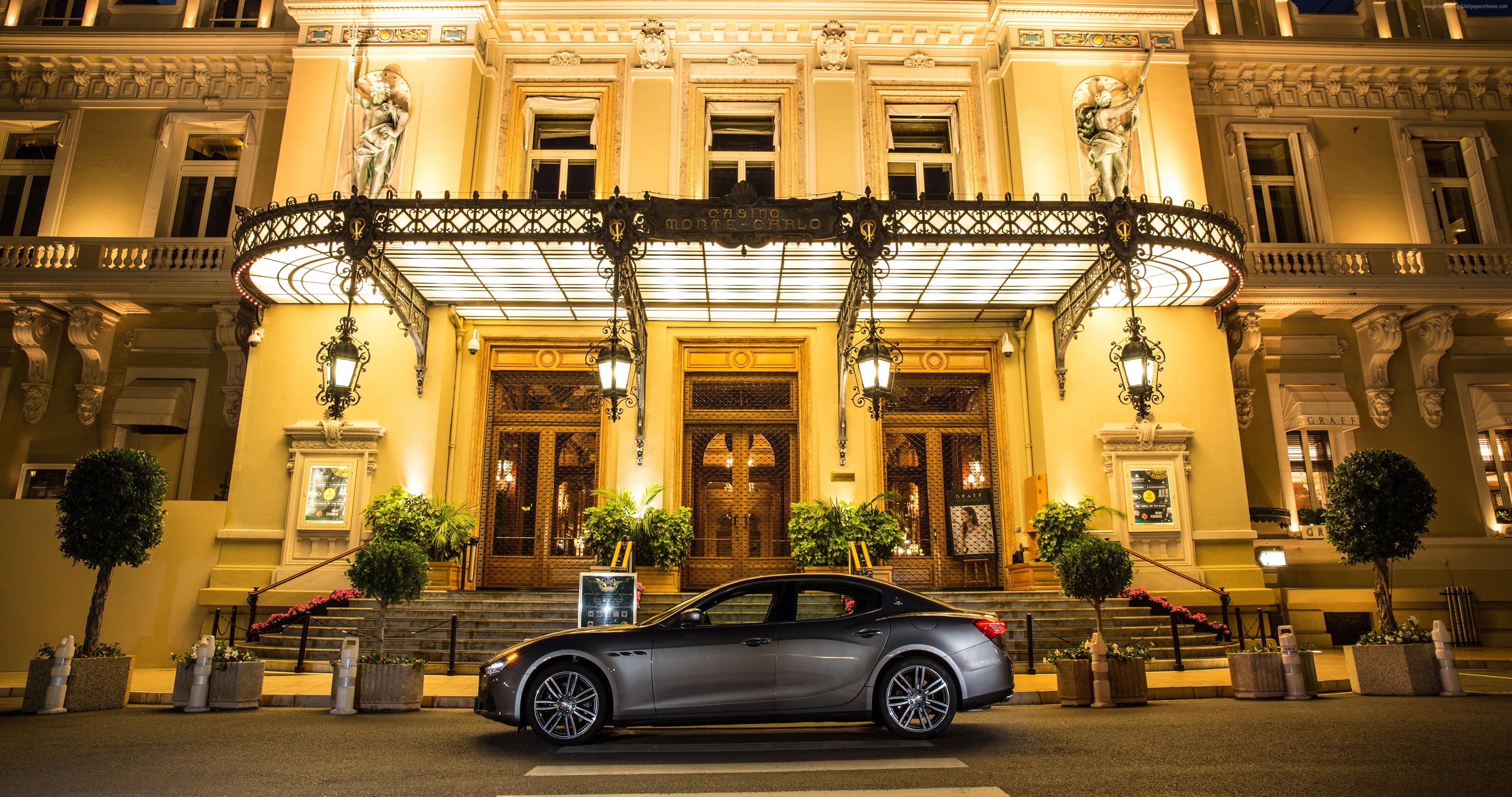architecture, luxury, Maserati Ghibli S Q4, built structure, plant, travel, night, mode of transportation, 4K, building exterior, street, building, ornate, HD Wallpaper