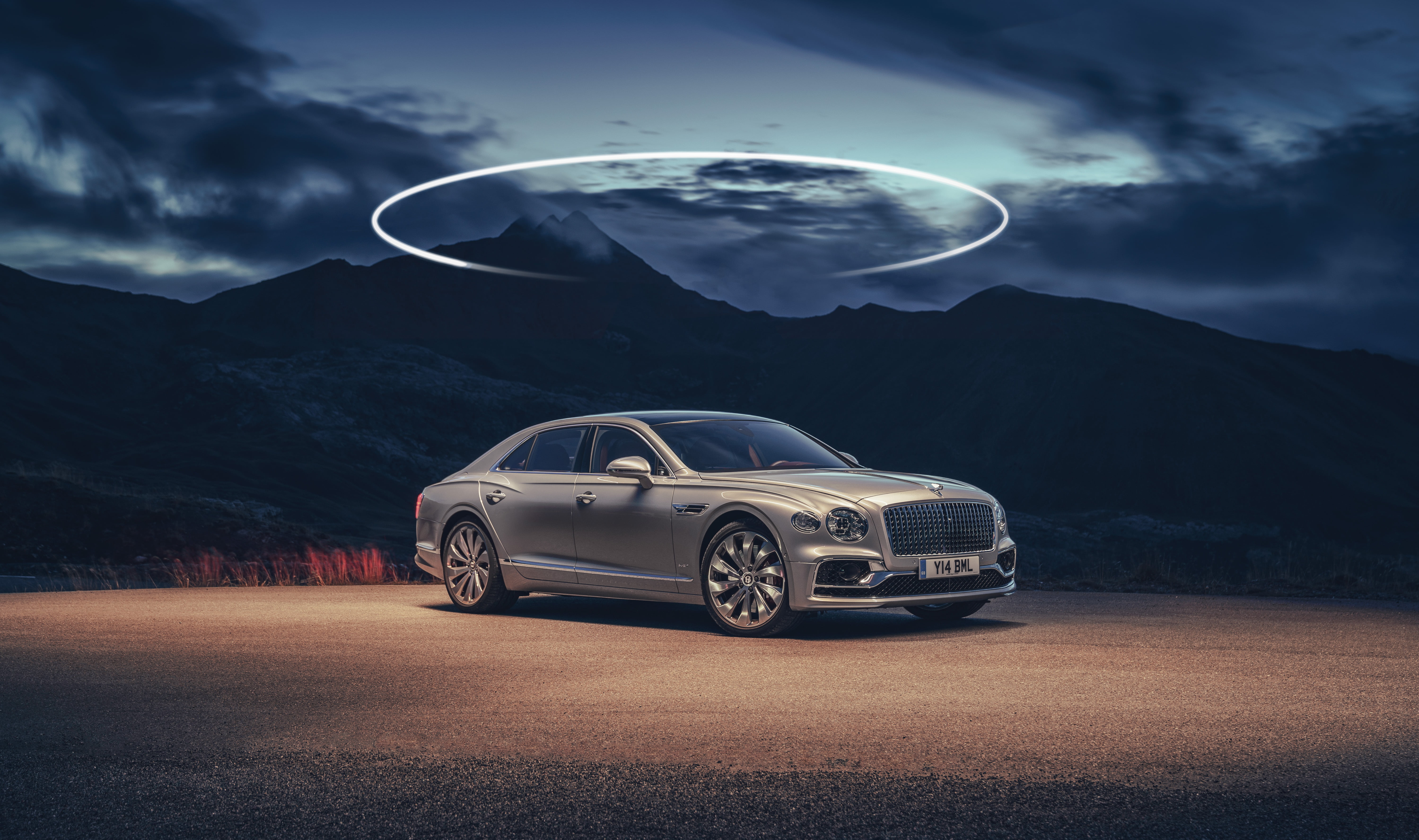 Silver Car, Bentley, Bentley Flying Spur, Luxury Car, Car, Vehicle, 5K, HD Wallpaper