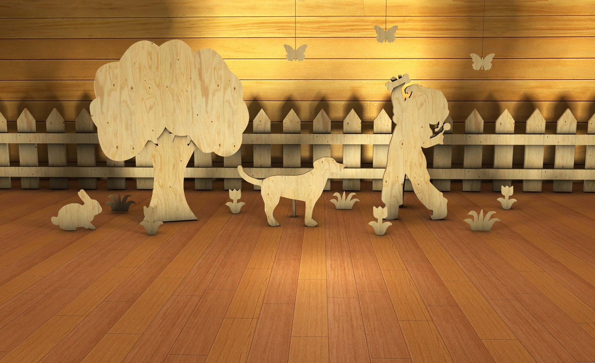 chair, seat, wood - material, art and craft, dog, 1080P, architecture, no people, still life, indoors, animal, wood, toy, standee, craft, hardwood floor, HD Wallpaper