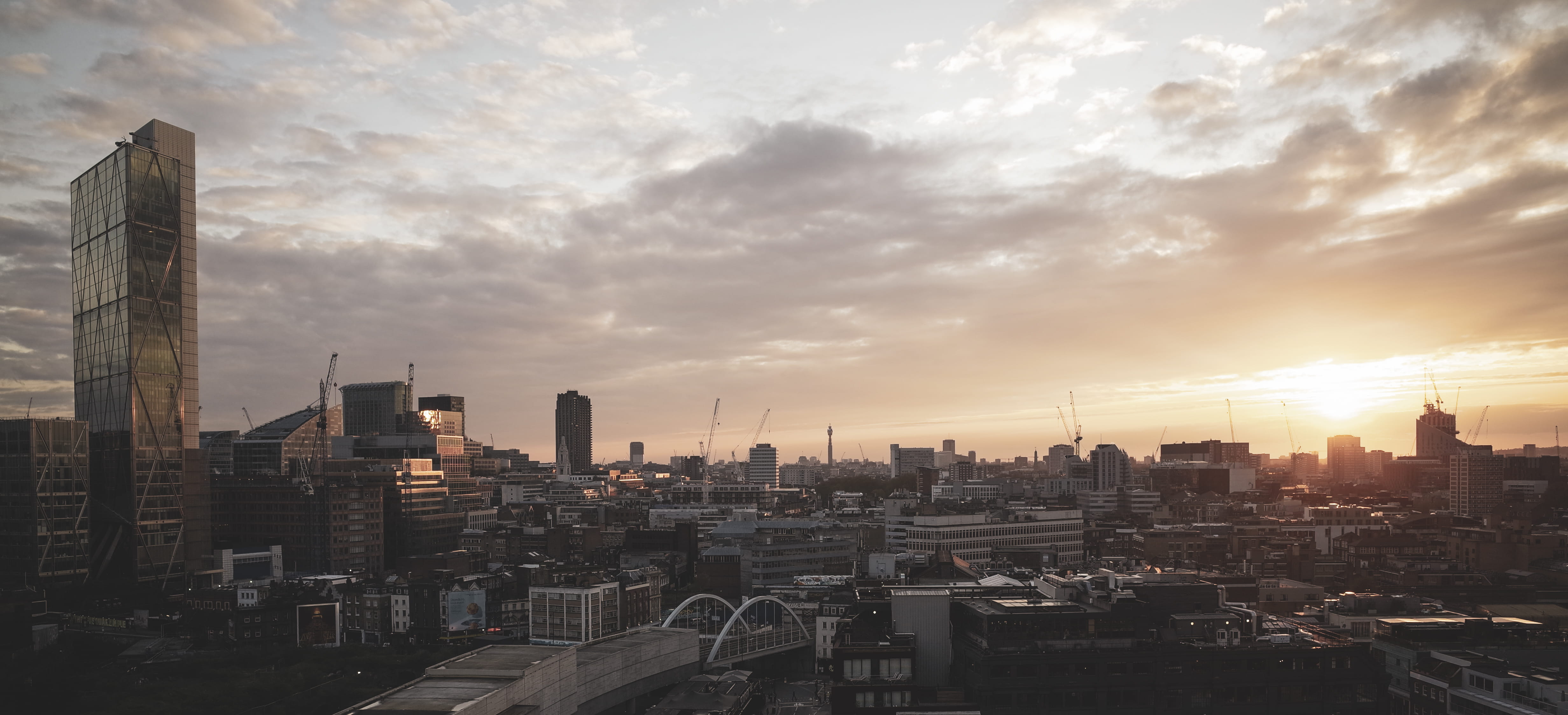 landscape, architecture, urban skyline, sky, cloud - sky, travel destinations, tall - high, london, tower, no people, nature, skyscraper, evening light, HD Wallpaper
