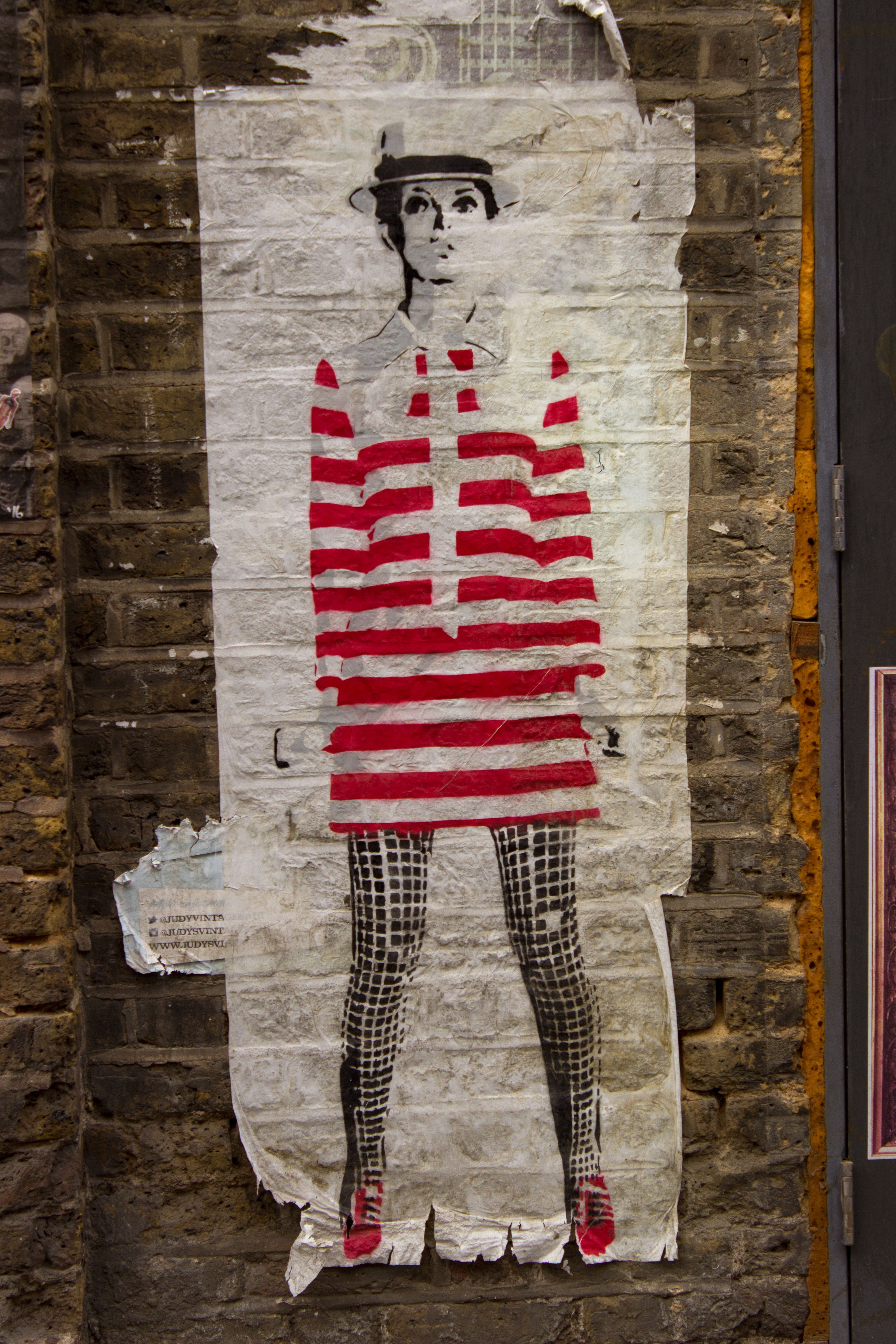 street art, wall - building feature, art, day, brick wall, wall, real people, adult, adults only, creativity, standing, striped, london, brick, 5K, built structure, Phone HD Wallpaper