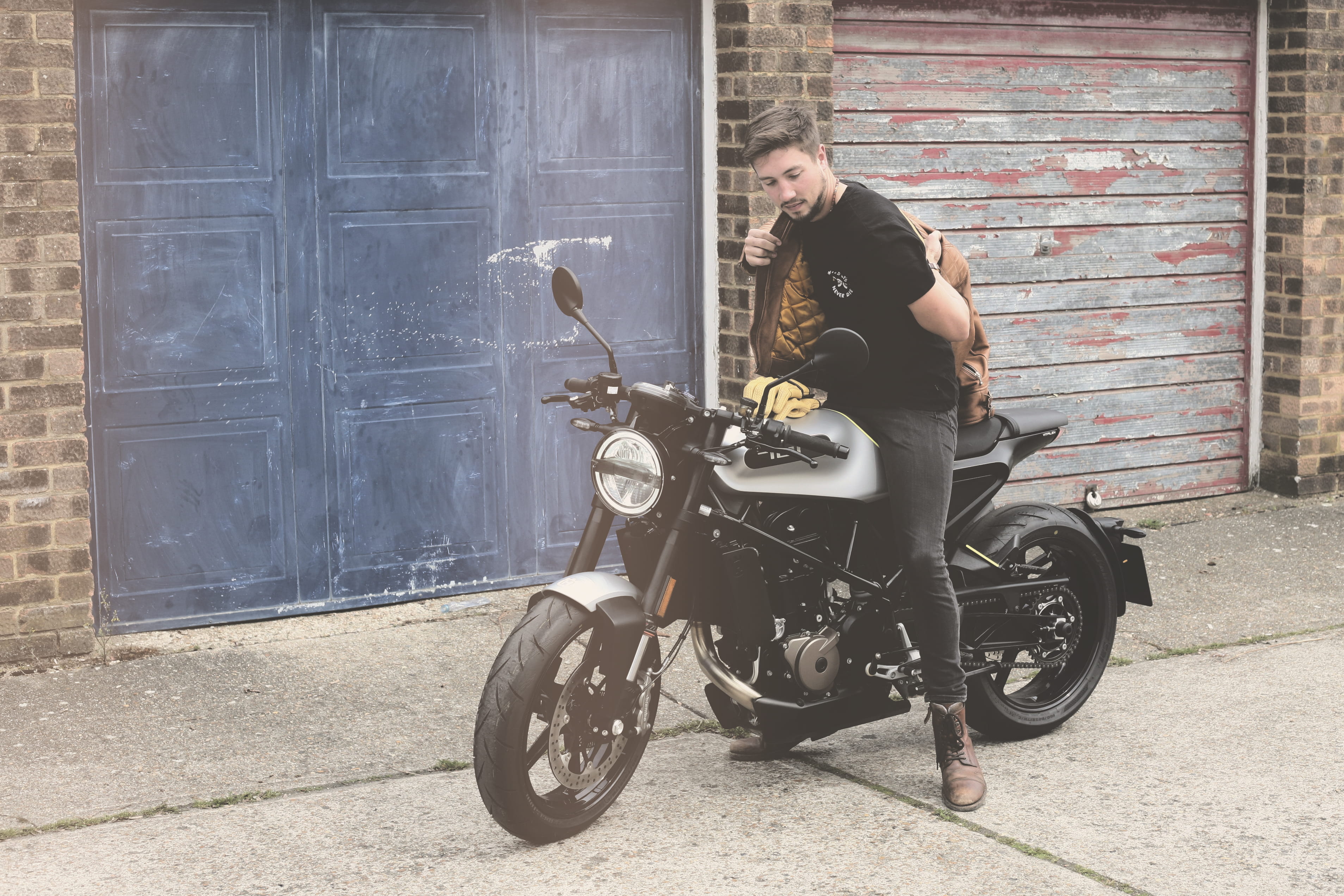 teenager, wheel, leather jacket, outdoors, daughter, shoe, 2K, city, clothing, motorcycle, real people, vehicle, transportation, young men, mode of transportation, HD Wallpaper