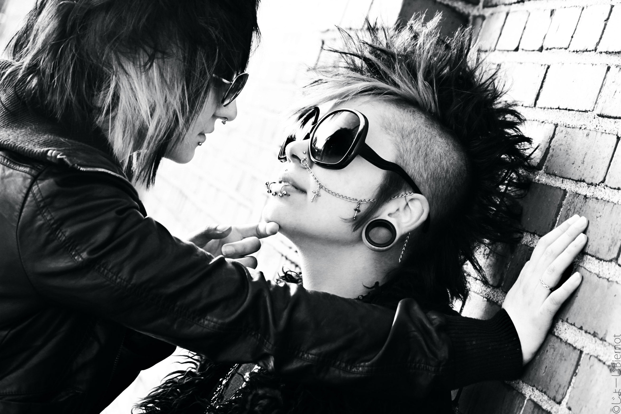 Photography, Punk, Black and White, Piercing, 1080P, Girl, Glasses, Mohawk, Subculture, Ring, HD Wallpaper