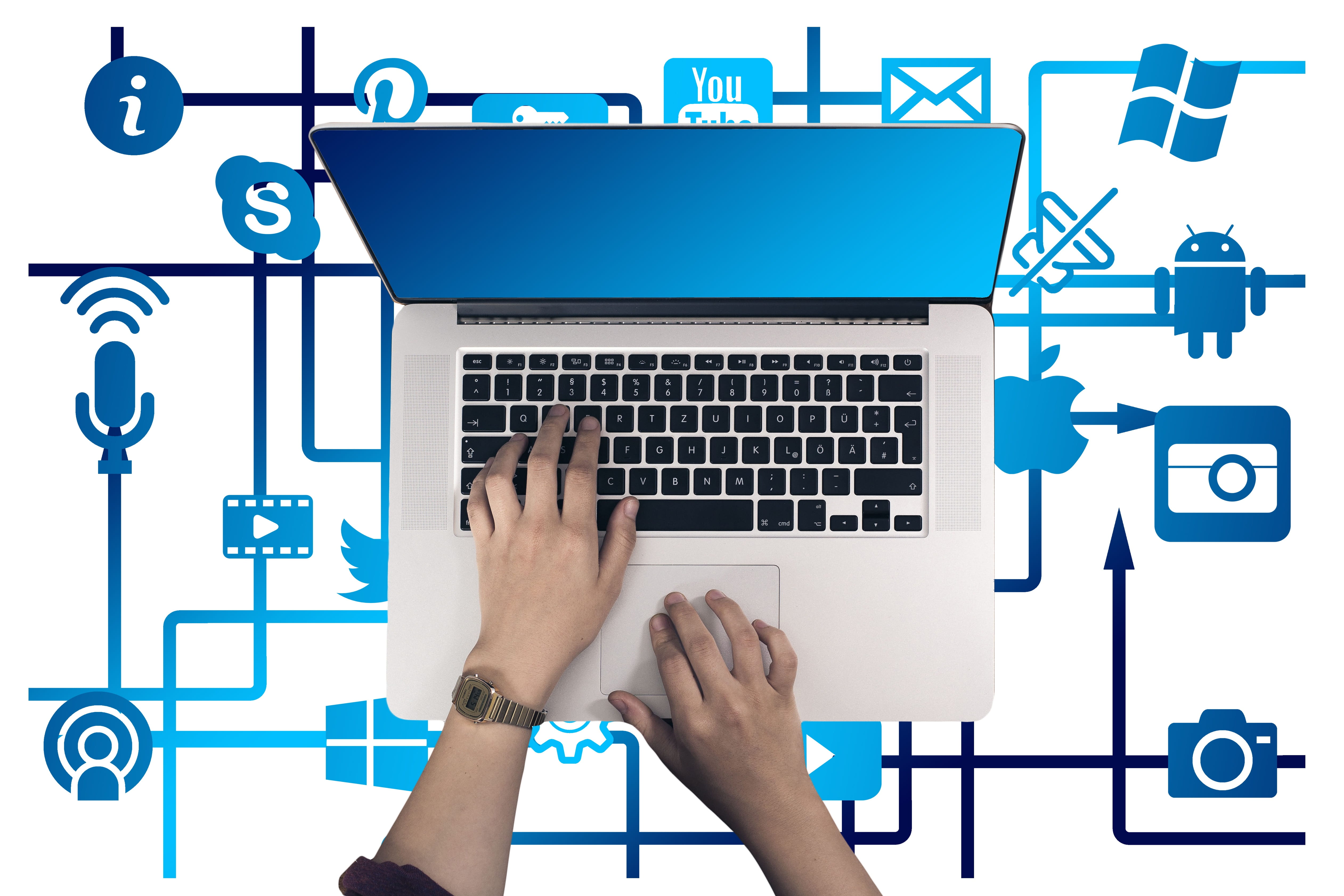 macbook, media, social media, keyboard, adult, computer, communication, person, social networking, real people, hand, using, internet, computer equipment, HD Wallpaper