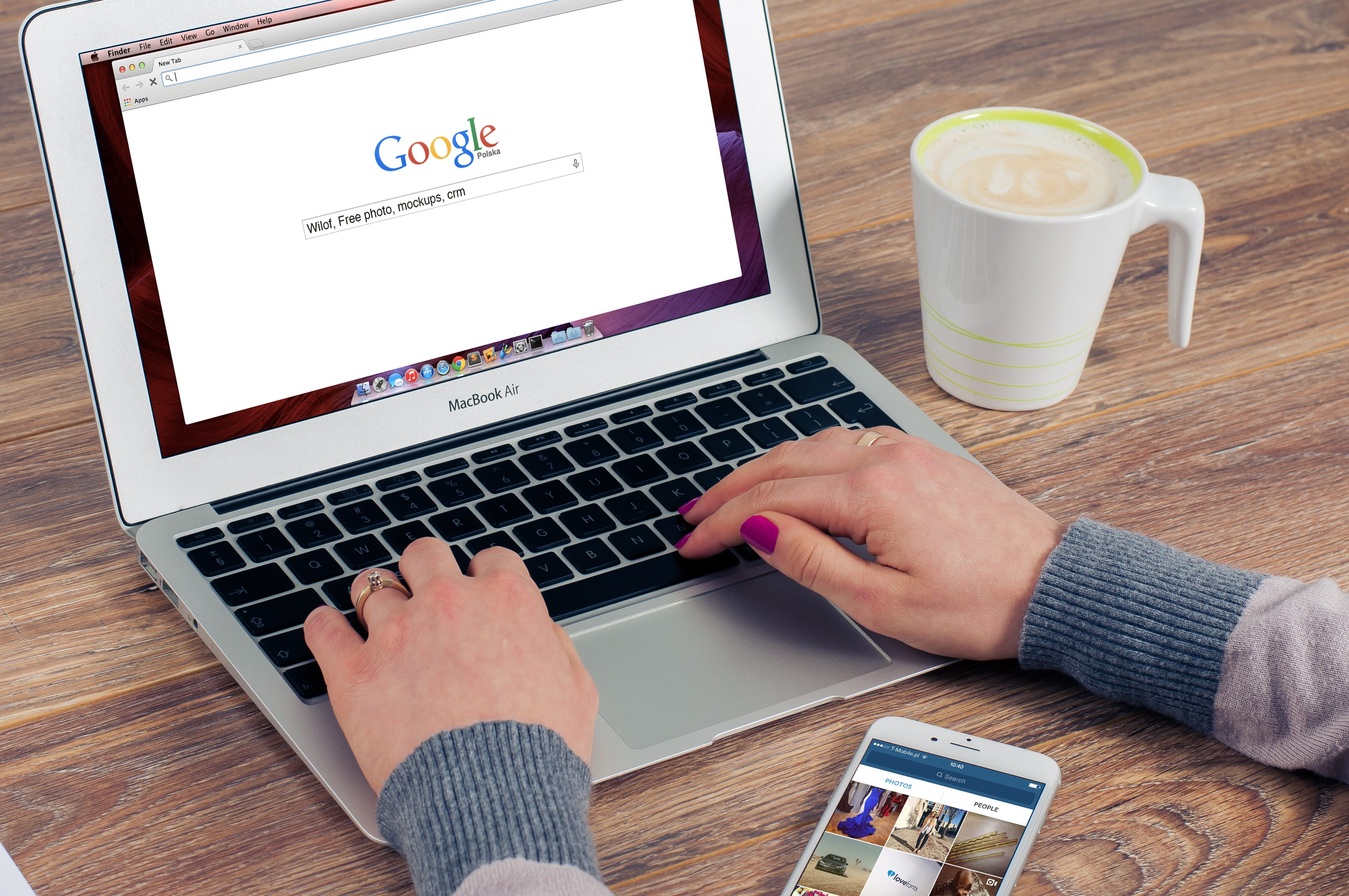 one person, laptop, using, computer equipment, computer, adult, hand, apple, iphone, work, using laptop, coffee, office, website, air, smartphone, typing, HD Wallpaper