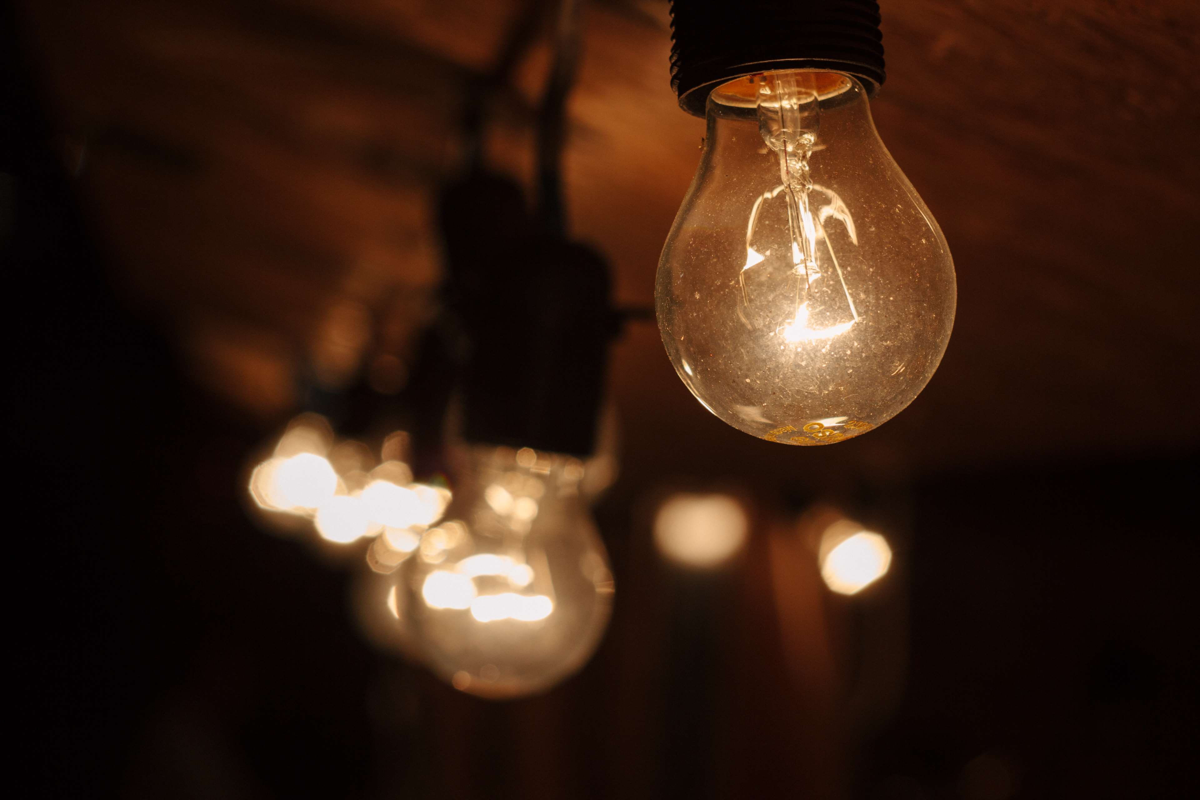 light bulbs, bulb, bright, electrical equipment, glass - material, illuminated, dark, hanging, evening, transparent, indoors, focus on foreground, no people, HD Wallpaper