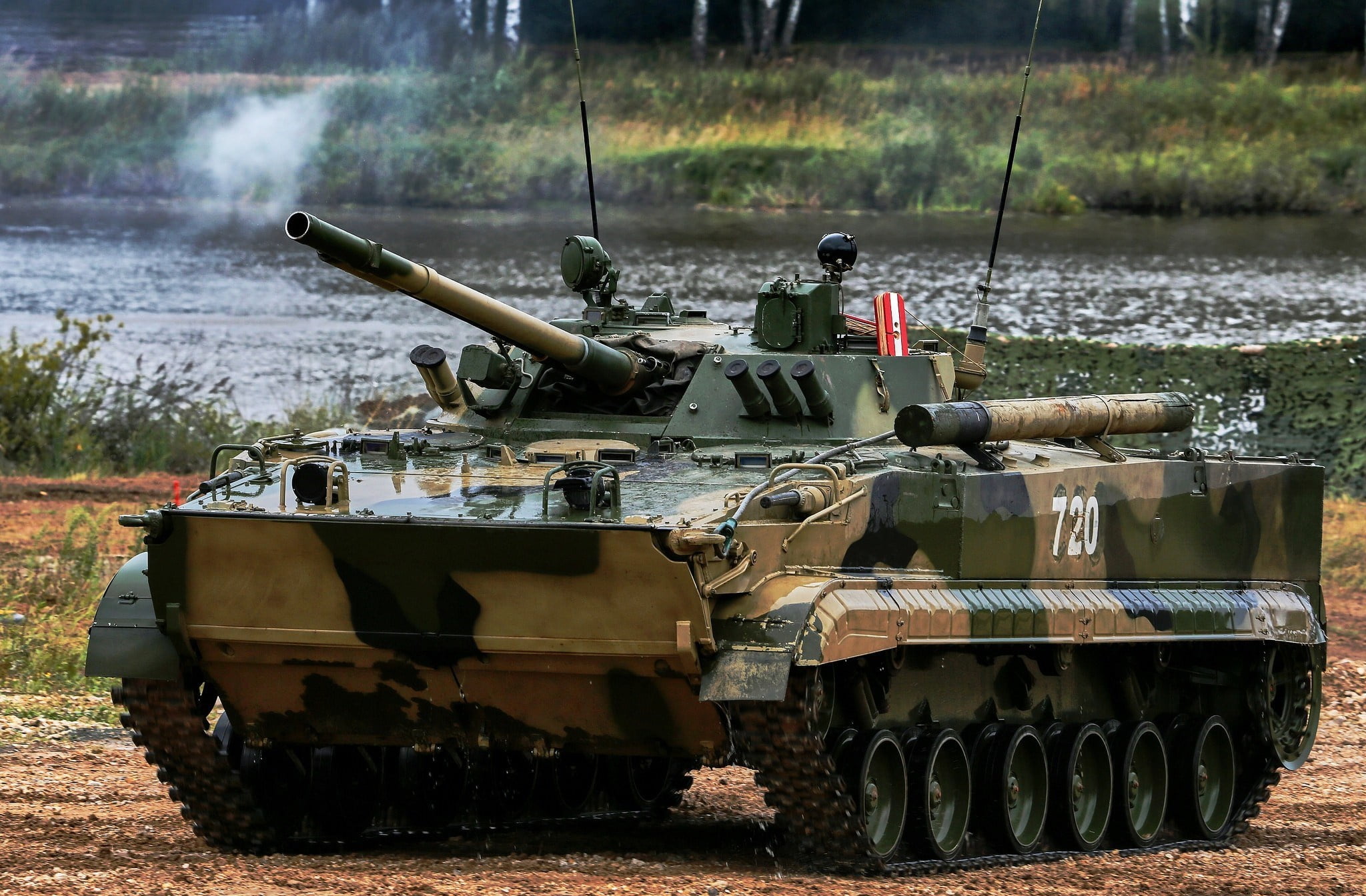 armor, exercises, 1080P, pond, The Russian Army, BMP 3, camouflage, HD Wallpaper