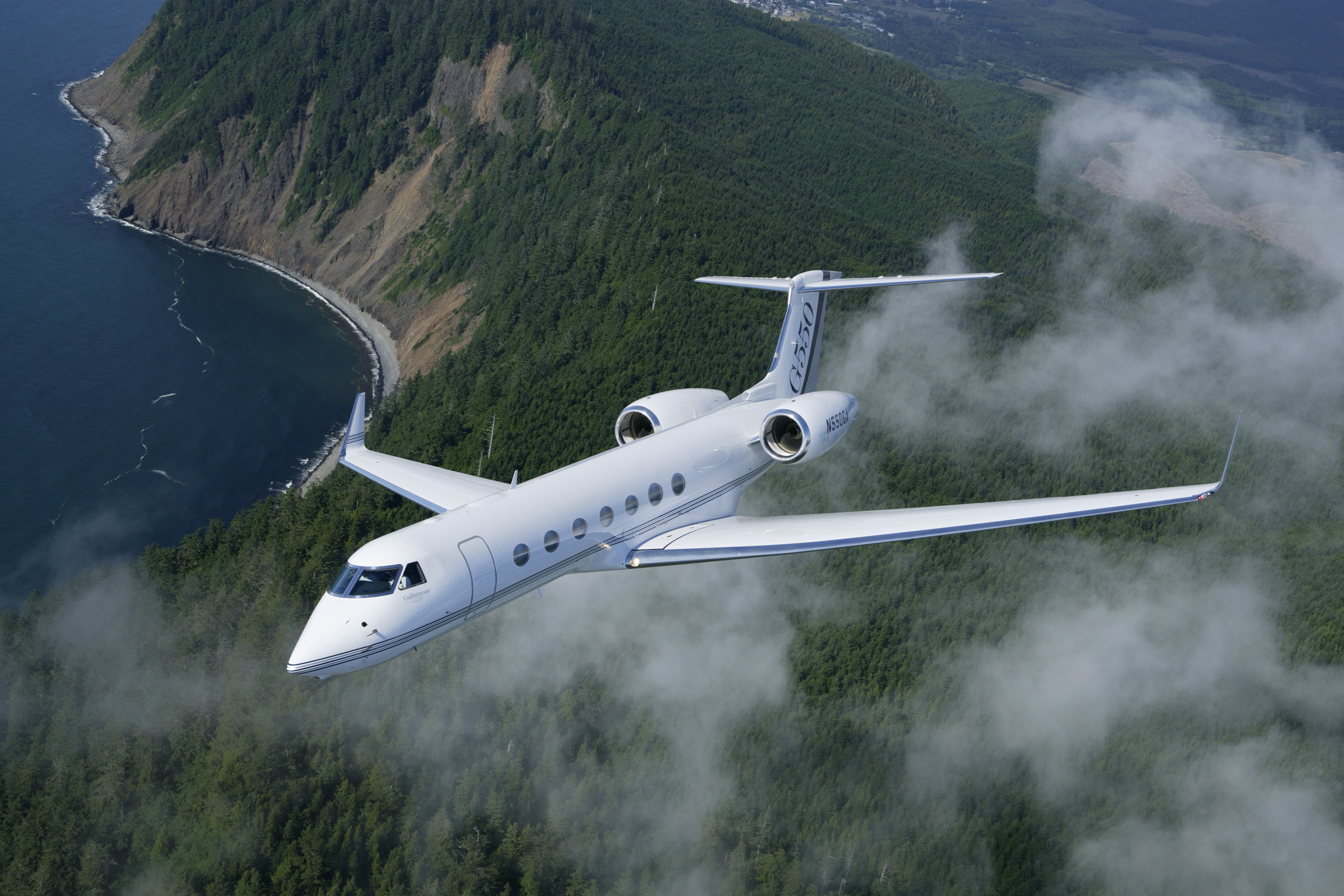 Aerospace G550, airplane, white, 2K, showing, Gulfstream, HD Wallpaper